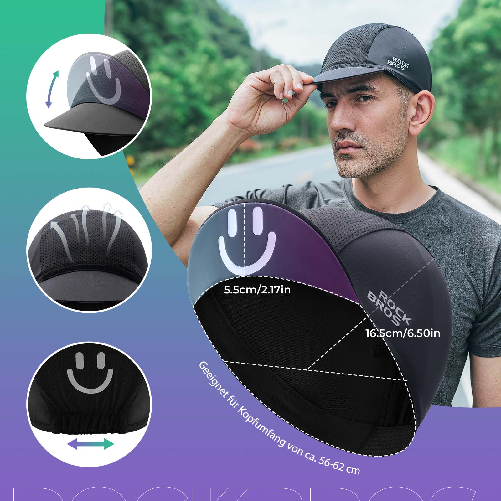 ROCKBROS Fahrrad Kappe Sommer Anti - Schweiß Leichte Radmütze Unisex - Fahrrad Mütze ROCKBROS - EU - NooMii