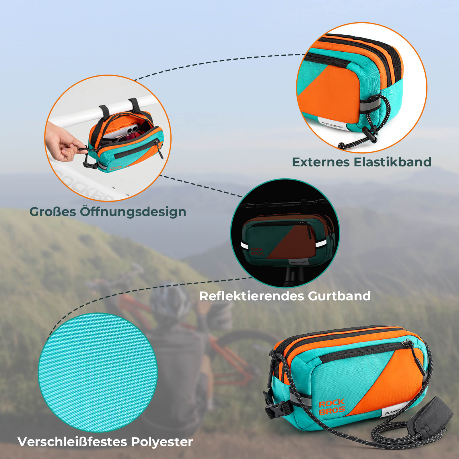 ROCKBROS Fahrrad Lenkertasche Fahrradtasche mit Schultergurt 2,5L Umhängetasche - Fahrradtaschen ROCKBROS - EU - NooMii