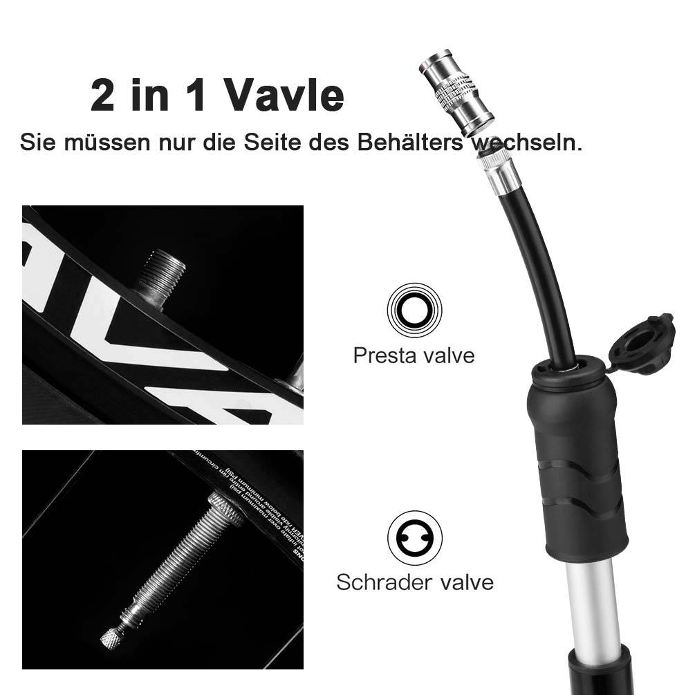 ROCKBROS Fahrrad Minipumpe 100 PSI Luftpumpe Presta & Schrader Ventile - Fahrrad Luftpumpen ROCKBROS - EU - NooMii
