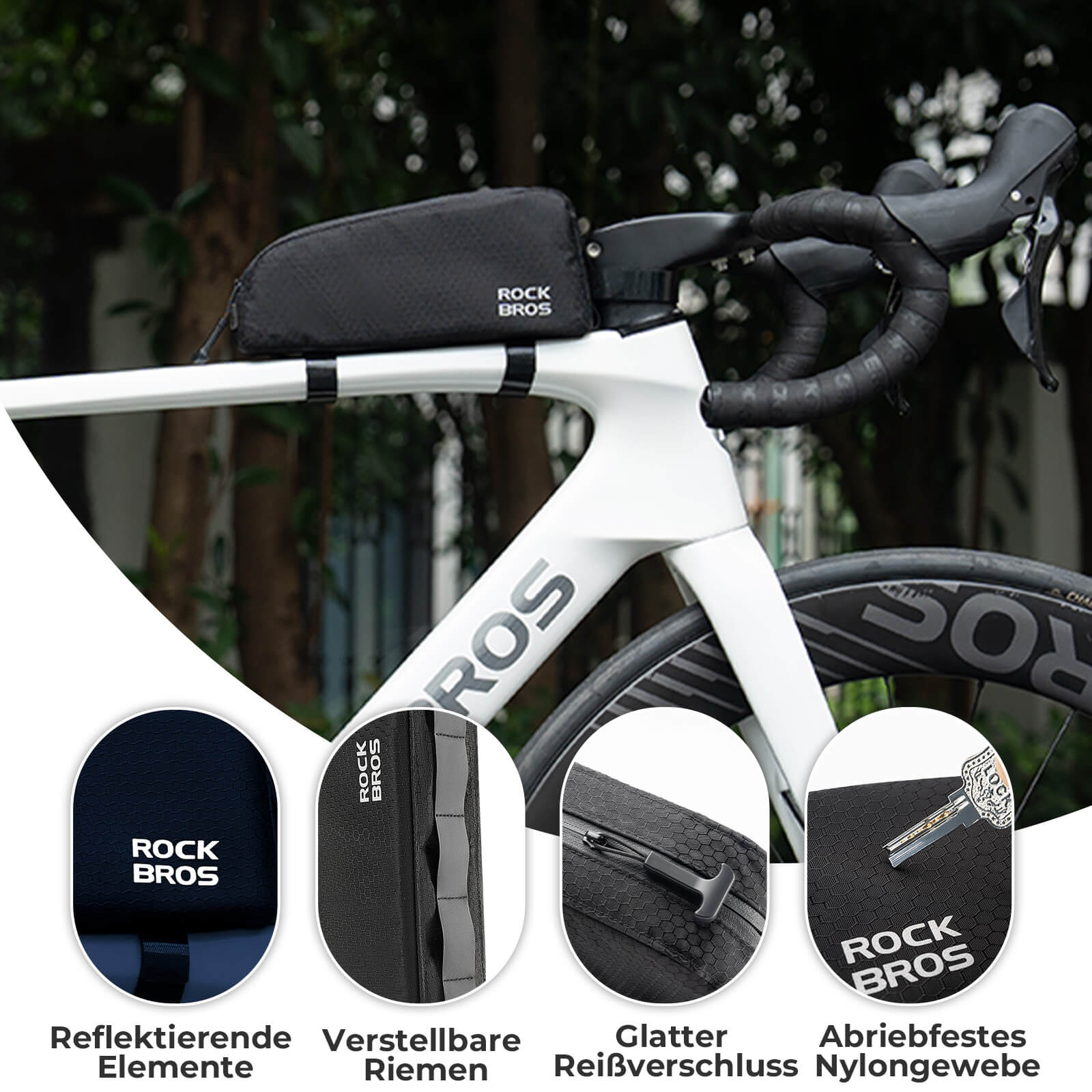 ROCKBROS Fahrrad Rahmentasche wasserabweisend Oberrohrtasche 0,9L Schwarz - Fahrradtaschen ROCKBROS - EU - NooMii