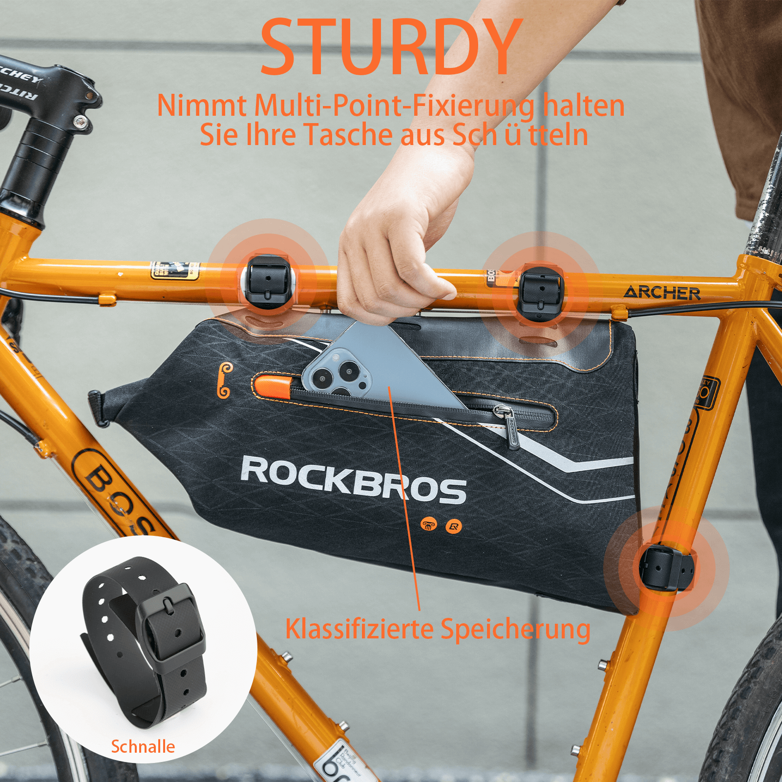 ROCKBROS Fahrrad Rahmentasche wasserdichte Dreiecktasche 3,5L Schwarz - Fahrradtaschen ROCKBROS - EU - NooMii