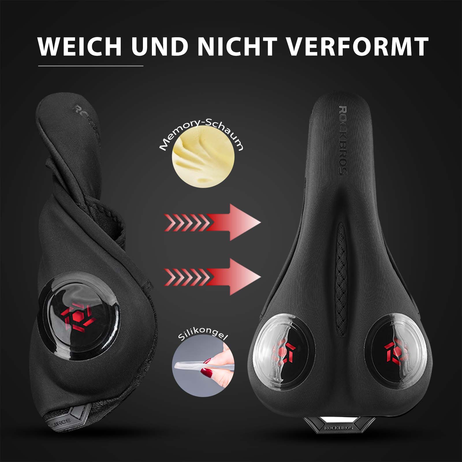 ROCKBROS Fahrrad Sattelbezug Gel Sattel Überzug Schwarz - Fahrradsattel ROCKBROS - EU - NooMii