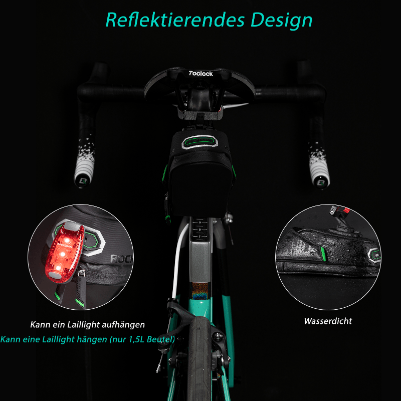ROCKBROS Fahrrad Satteltasche mit Rücklichthalter wasserdicht 0.7L/0.9L - Fahrradtaschen ROCKBROS - EU - NooMii