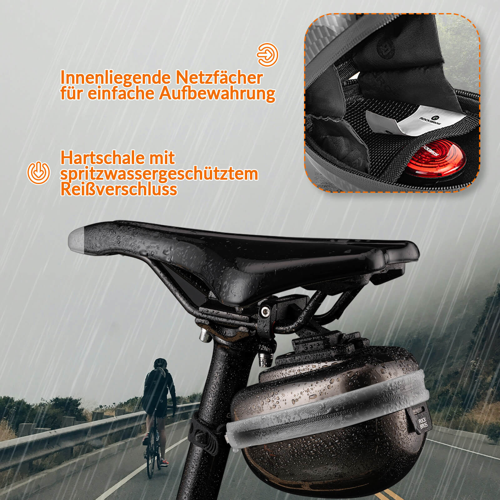 ROCKBROS Fahrrad Satteltaschen Hard Shell Reflektierend 0,4 L mit Halterung - Fahrradtaschen ROCKBROS - EU - NooMii