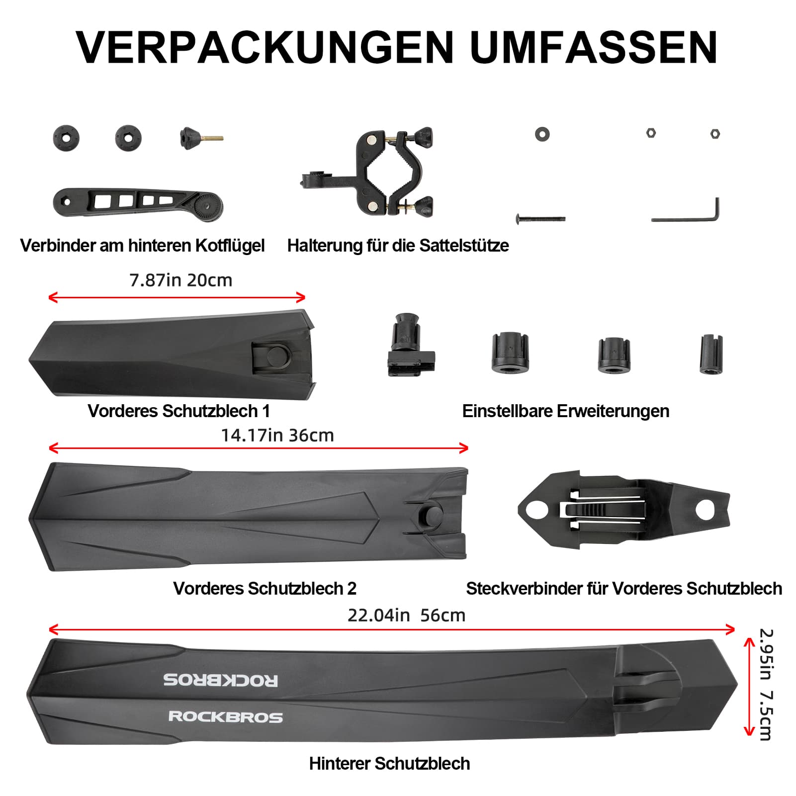 ROCKBROS Fahrrad Schutzblech Set MTB Spritzschutz 26 Zoll Schwarz - Fahrrad Schutzblech ROCKBROS - EU - NooMii