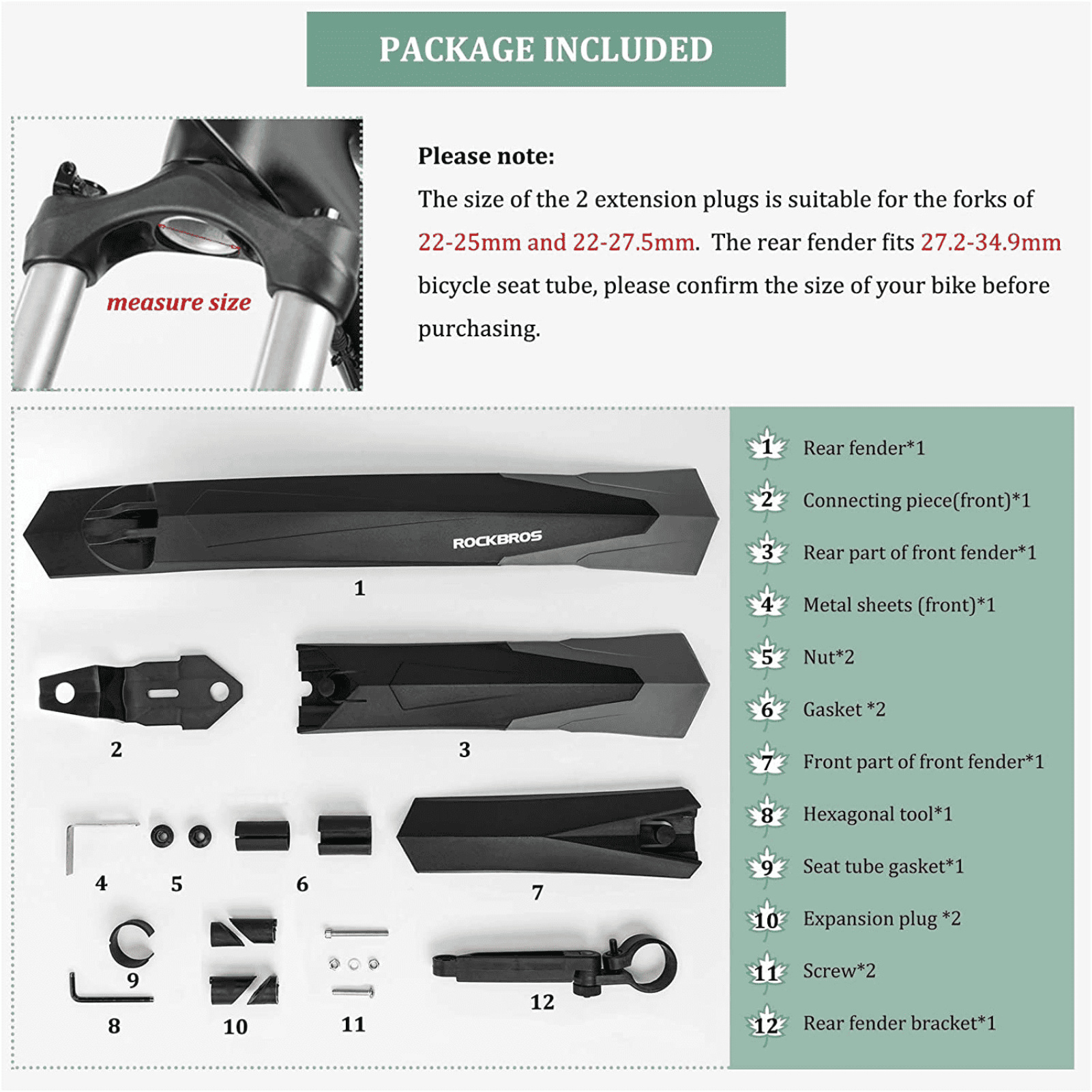 ROCKBROS Fahrrad Schutzblech Set MTB Spritzschutz aus PP und Gummi - Fahrrad Schutzblech ROCKBROS - EU - NooMii