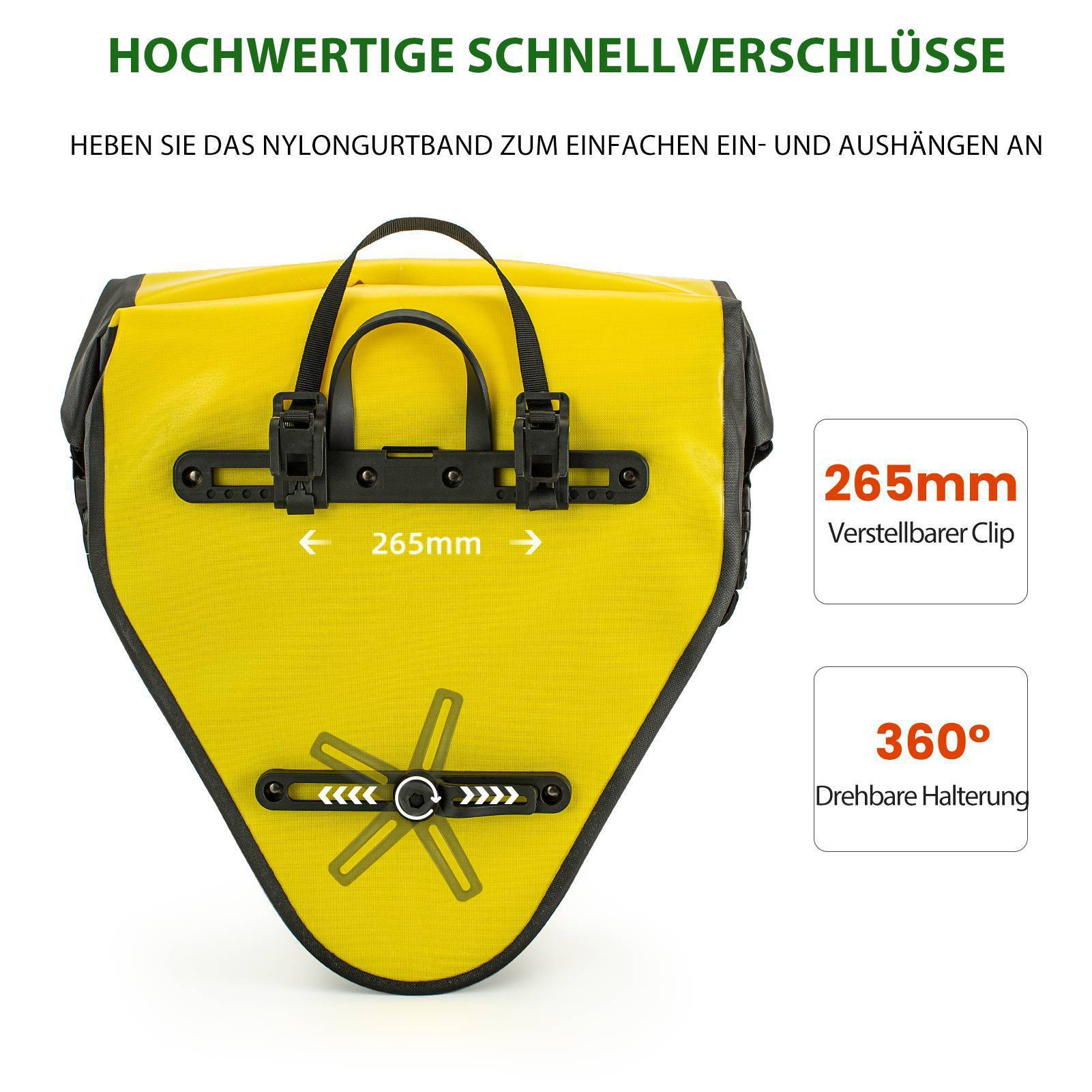 ROCKBROS Fahrrad Transporttasche 100% wasserdichte mit Schultergurt 20L Gelb/Schwarz Gold - Fahrradtaschen ROCKBROS - EU - NooMii