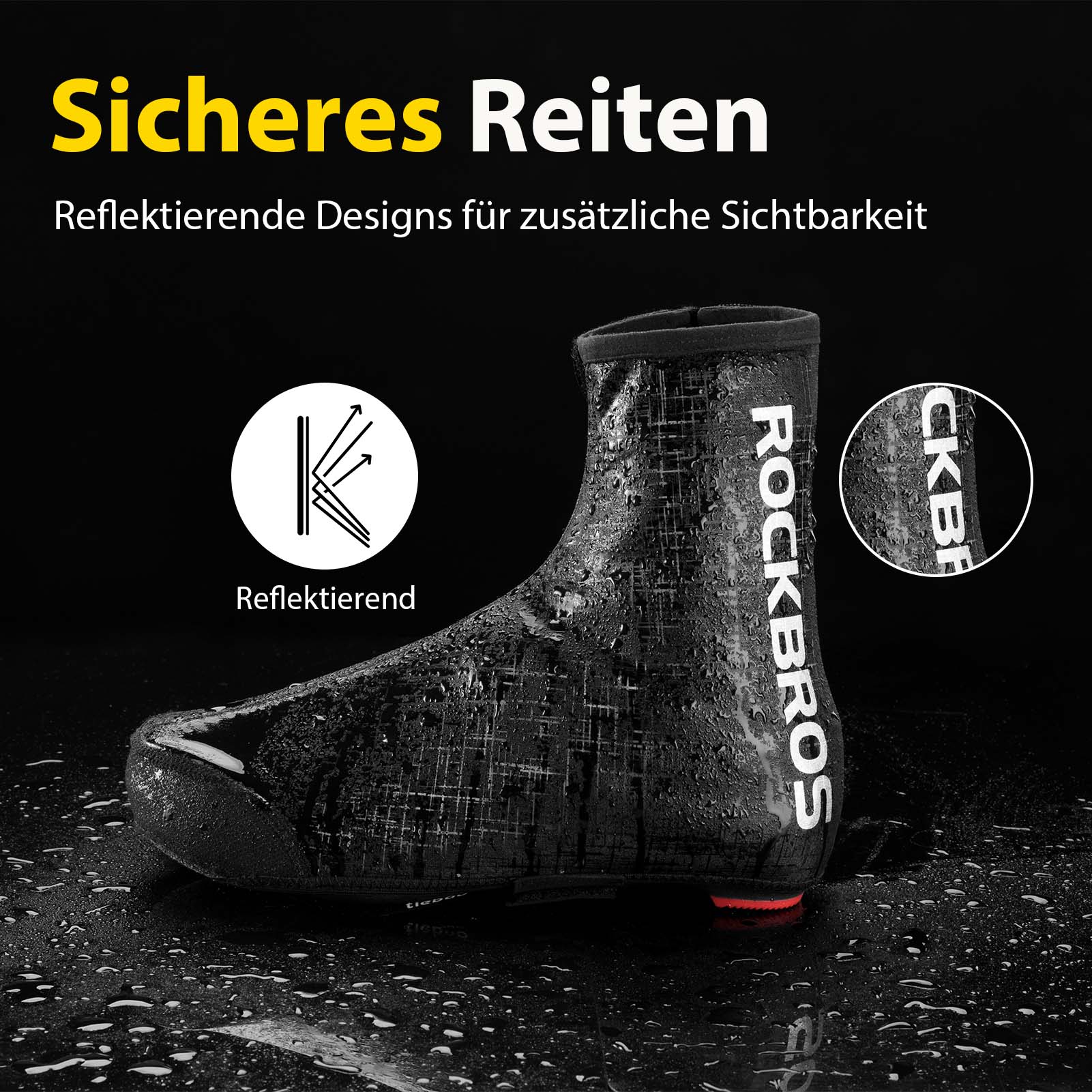 ROCKBROS Fahrrad Überzieher Windfest Wasserabweisend Überschuhe Rennrad MTB Schwarz - Fahrrad Überschuhe ROCKBROS - EU - NooMii