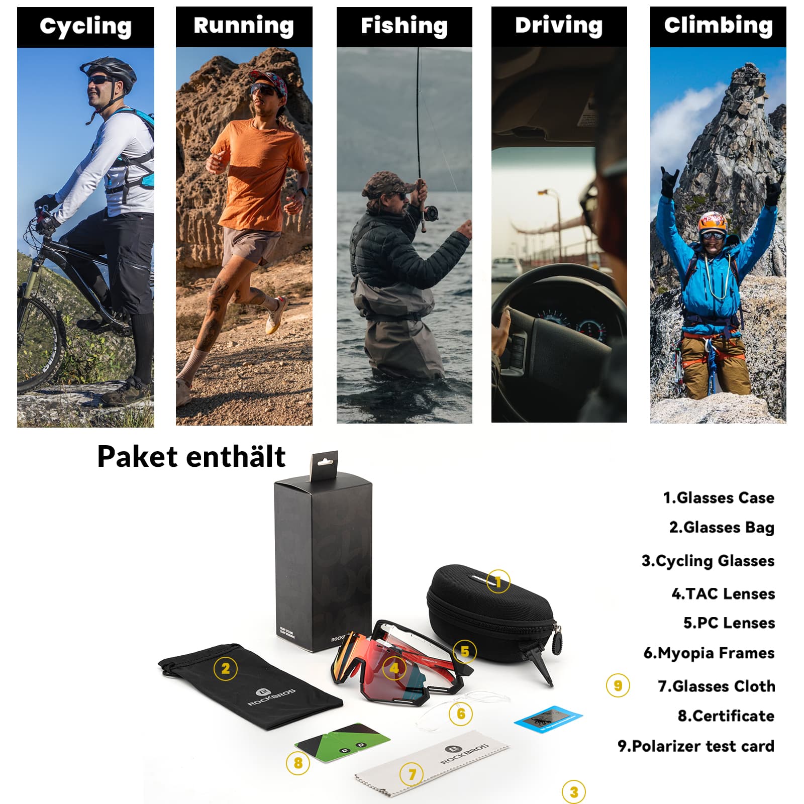 ROCKBROS Fahrradbrille 2 - in - 1 Sportbrille Polarisiert & Selbsttönend - Fahrradbrille ROCKBROS - EU - NooMii