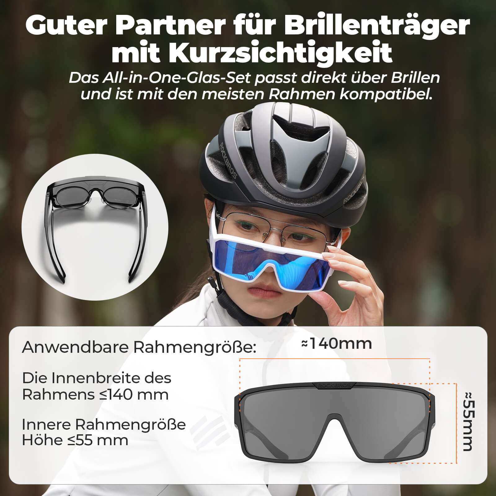 ROCKBROS Fahrradbrille Polarisiert Outdoor Sonnenbrille Überbrille MTB Rennrad - Fahrradbrille ROCKBROS - EU - NooMii