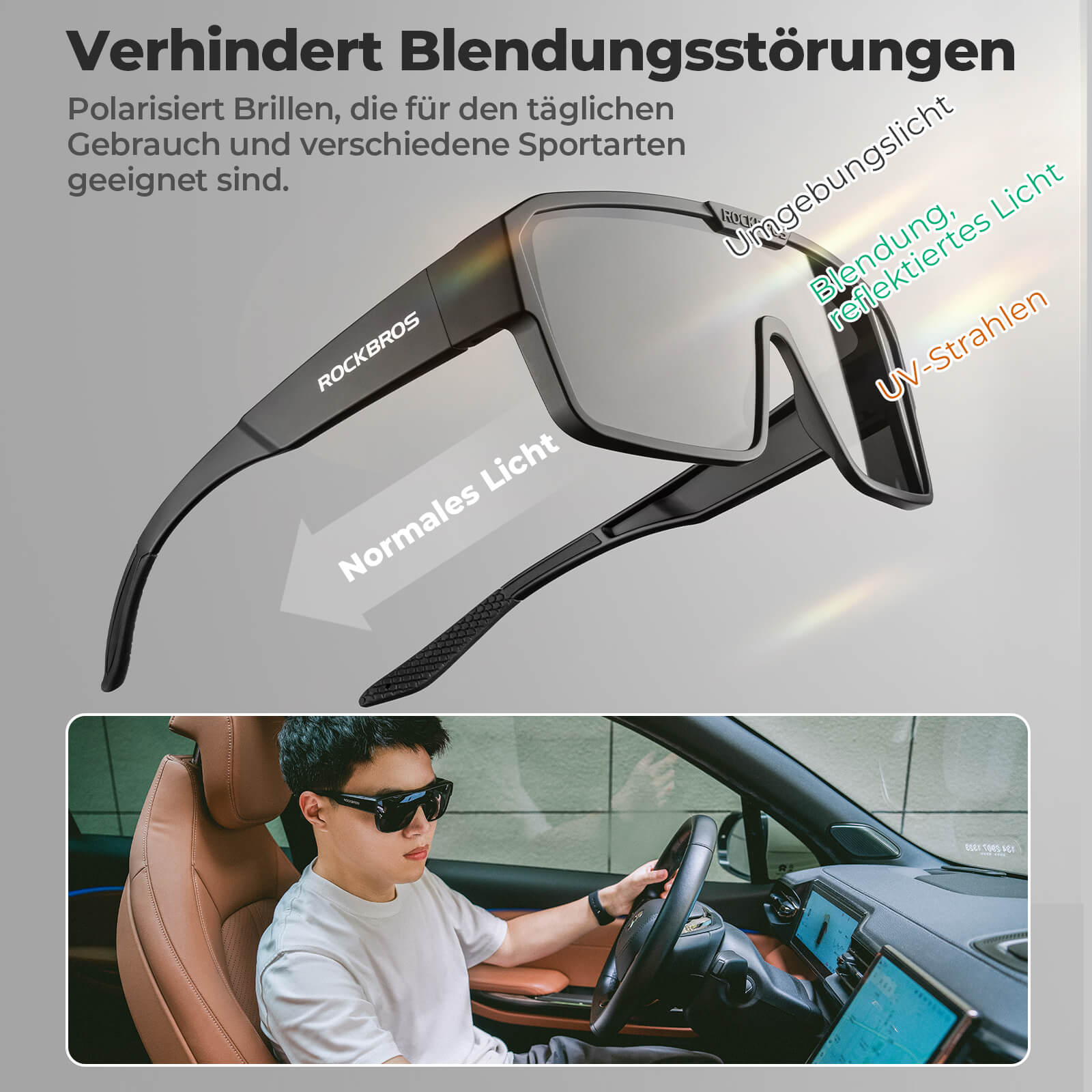 ROCKBROS Fahrradbrille Polarisiert Outdoor Sonnenbrille Überbrille MTB Rennrad - Fahrradbrille ROCKBROS - EU - NooMii