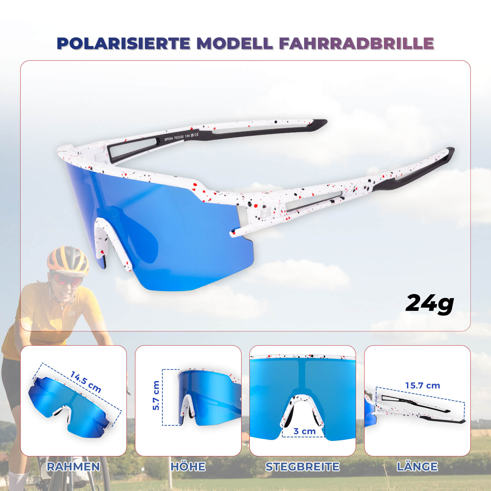 ROCKBROS Fahrradbrille Polarisiert Sportbrille winddichte Sonnenbrille UV400 Schutz - Fahrradbrille ROCKBROS - EU - NooMii