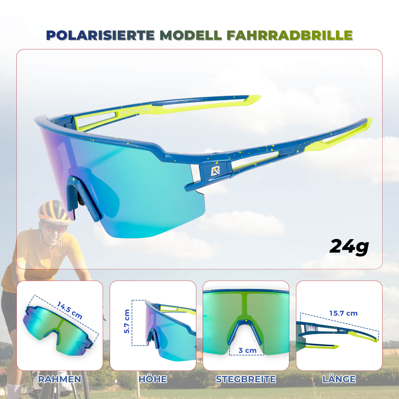 ROCKBROS Fahrradbrille Polarisiert Sportbrille winddichte Sonnenbrille UV400 Schutz - Fahrradbrille ROCKBROS - EU - NooMii