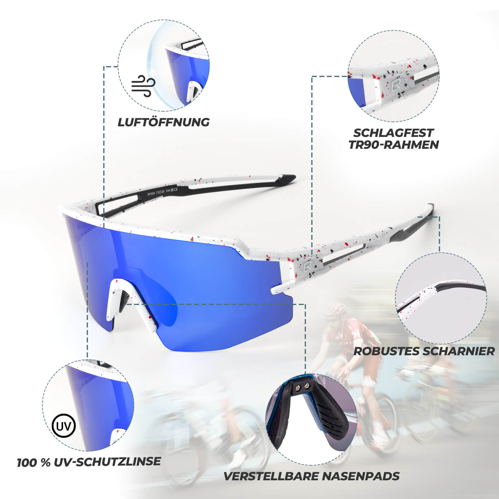 ROCKBROS Fahrradbrille Polarisiert Sportbrille winddichte Sonnenbrille UV400 Schutz - Fahrradbrille ROCKBROS - EU - NooMii