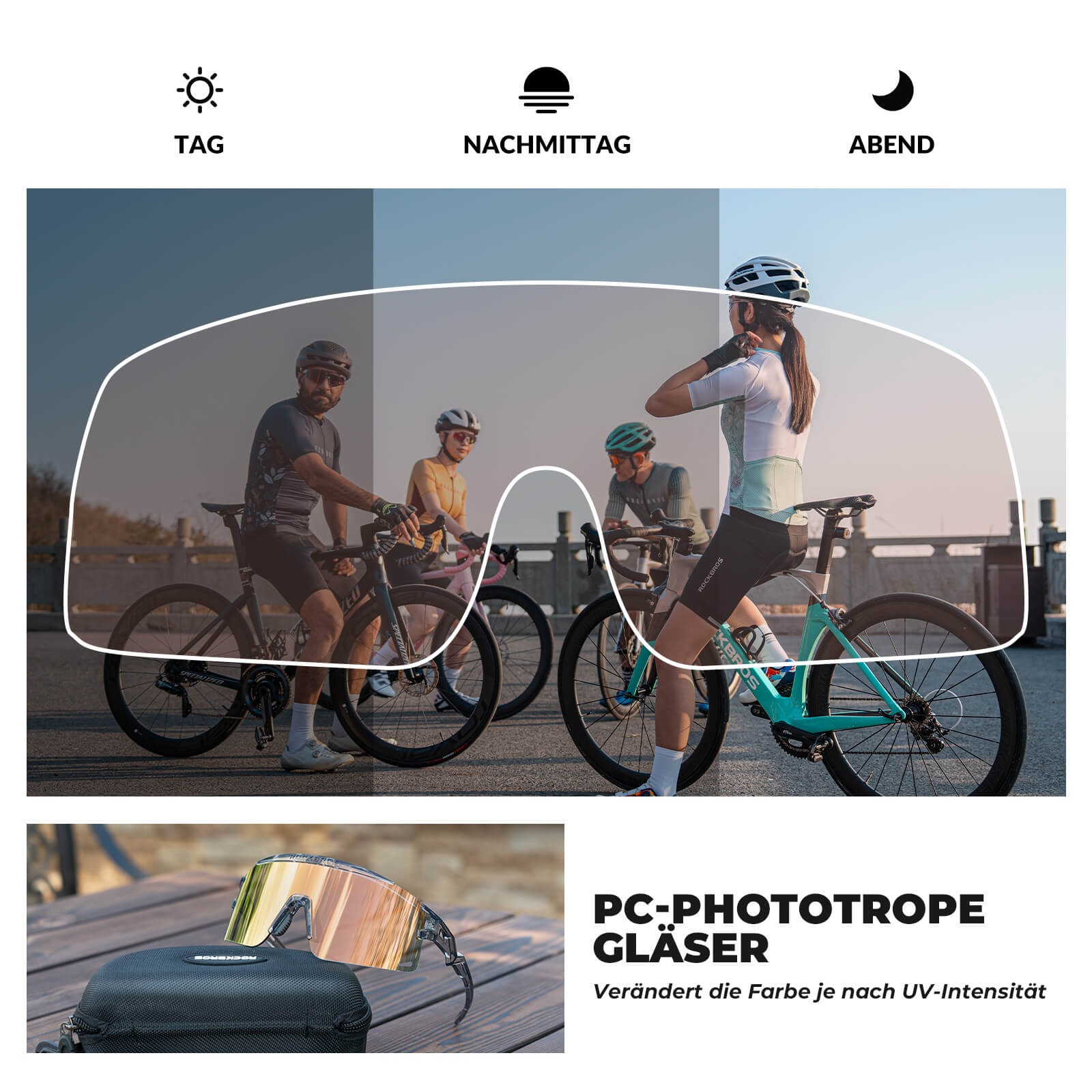 ROCKBROS Fahrradbrille Selbsttönend/Polarisiert Antibeschlag Winddicht UV - Schutz - Fahrradbrille ROCKBROS - EU - NooMii