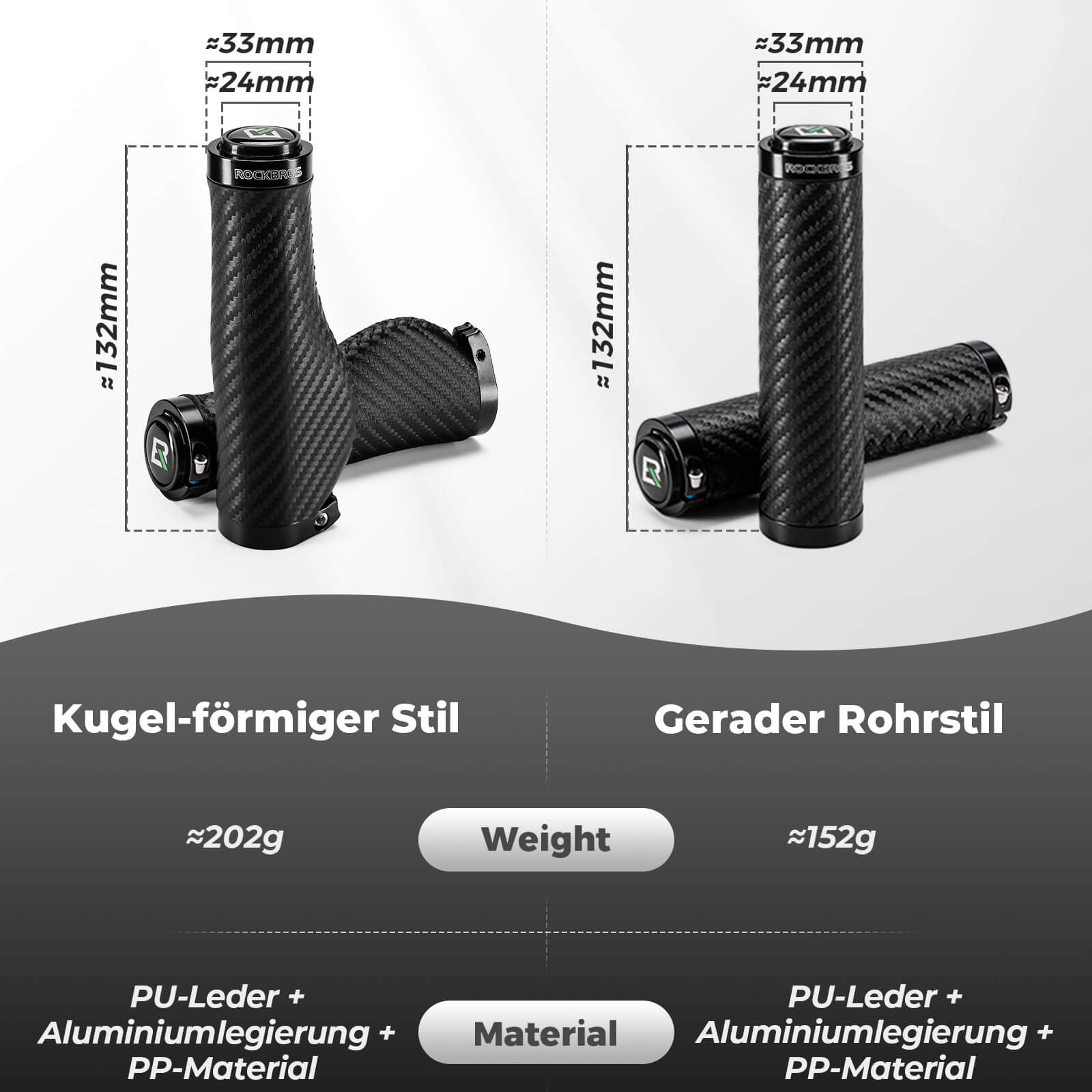 ROCKBROS Fahrradgriffe Kohlenstoffmuster Lenkergriffe Rutschfest 22,2mm - Fahrradgriffe ROCKBROS - EU - NooMii