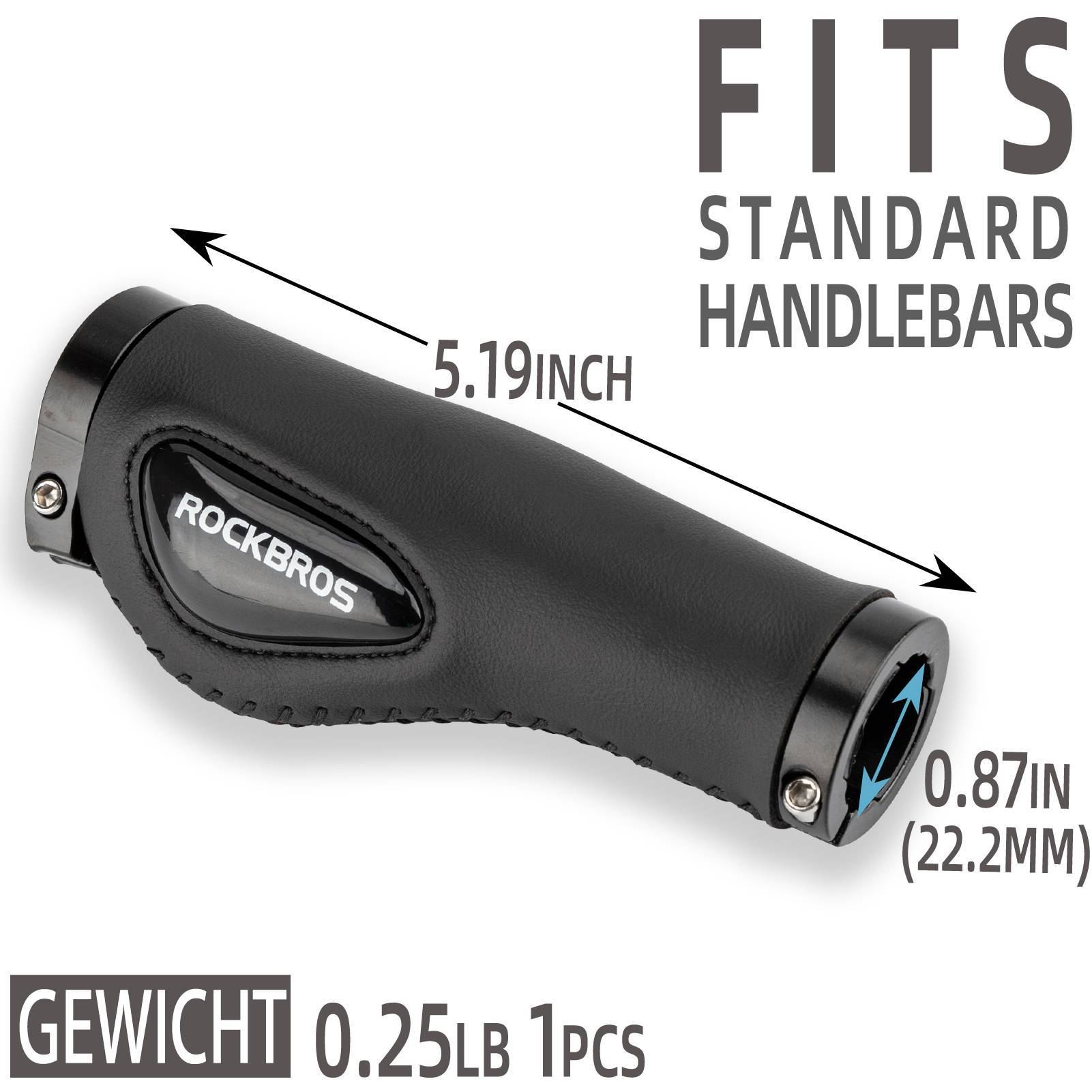 ROCKBROS Fahrradgriffe Ledergriffe für Lenker mit 22,2 mm Durchmesser - Fahrradgriffe ROCKBROS - EU - NooMii