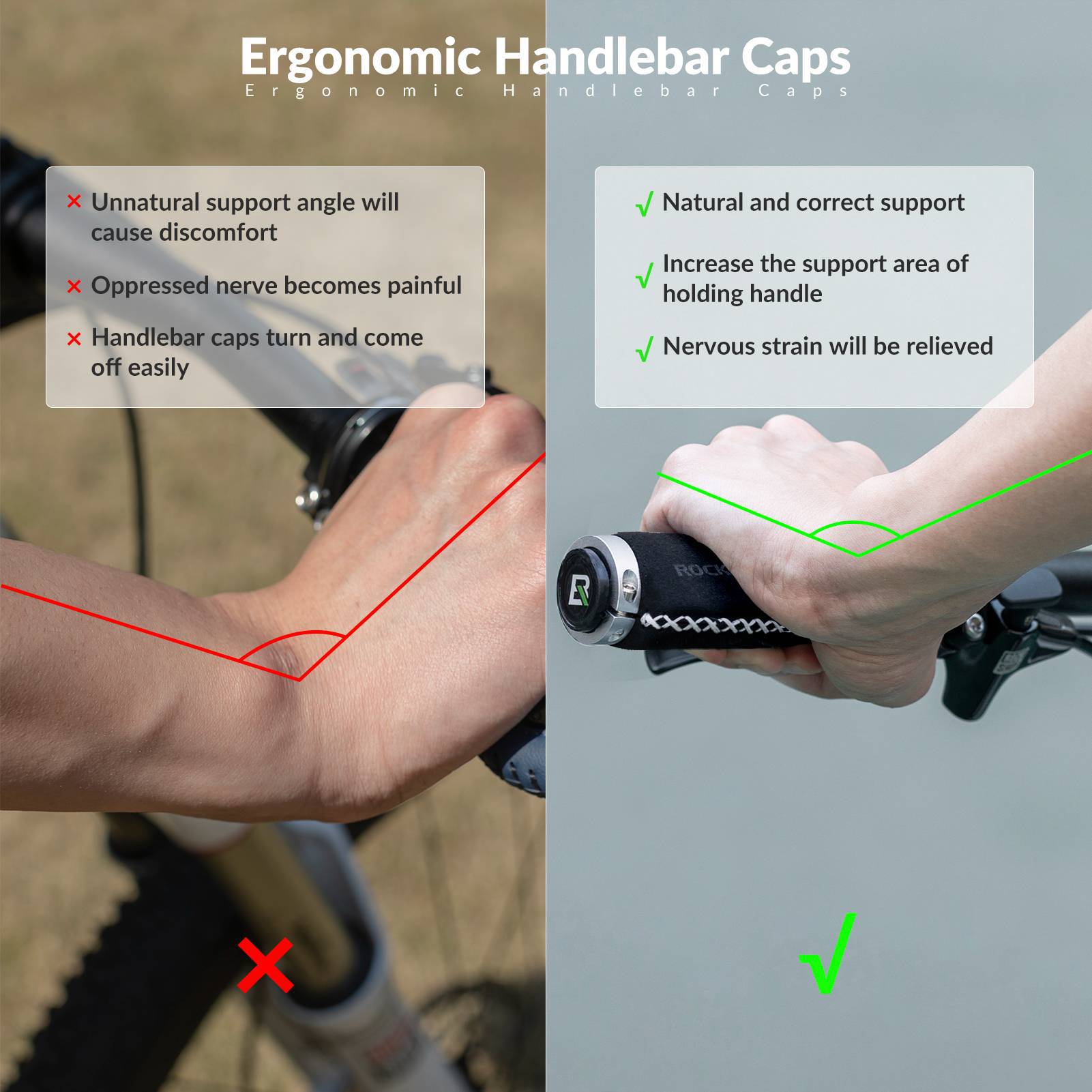 ROCKBROS Fahrradgriffe Ledergriffe für Lenker mit 22,2 mm Durchmesser - Fahrradgriffe ROCKBROS - EU - NooMii