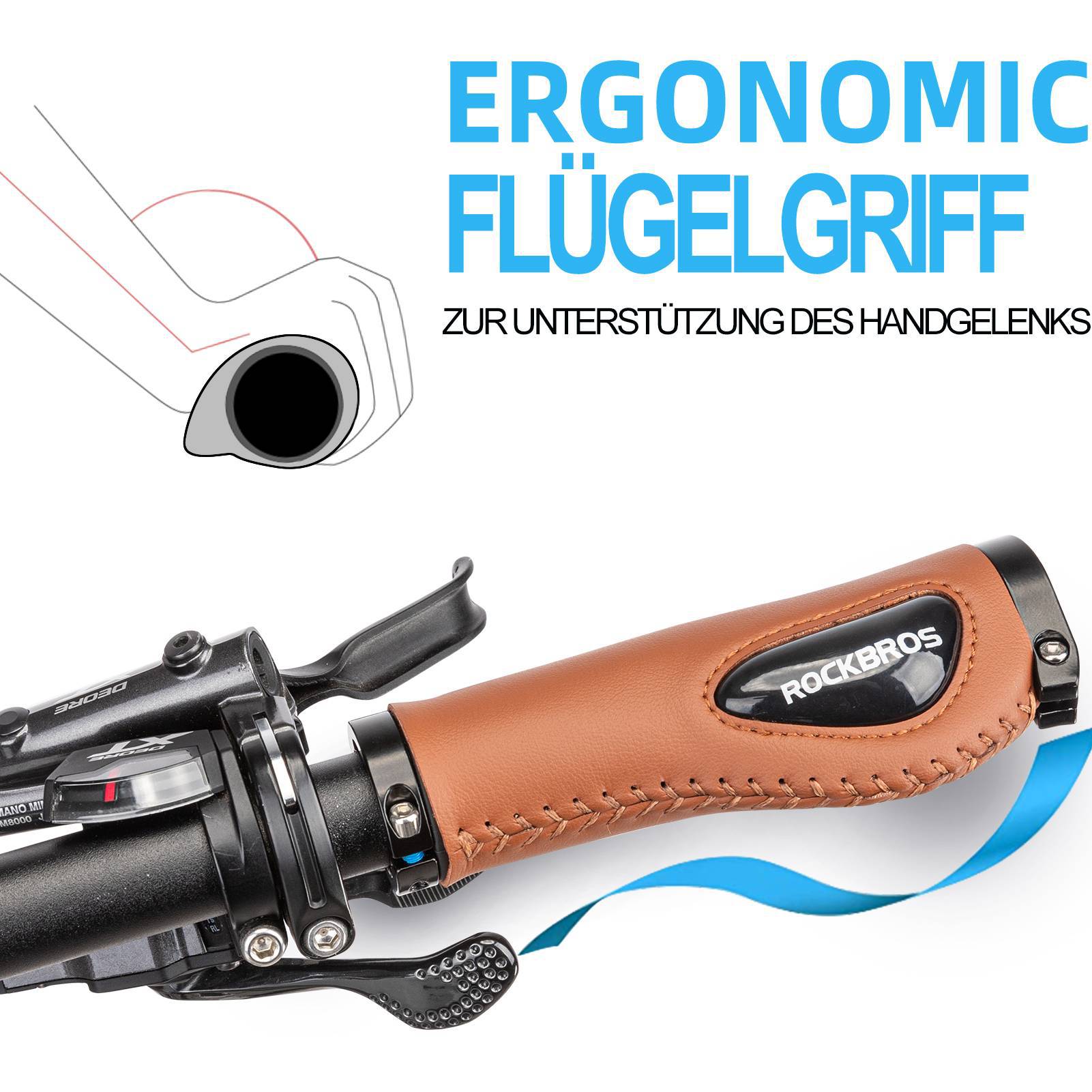 ROCKBROS Fahrradgriffe Ledergriffe für Lenker mit 22,2 mm Durchmesser - Fahrradgriffe ROCKBROS - EU - NooMii