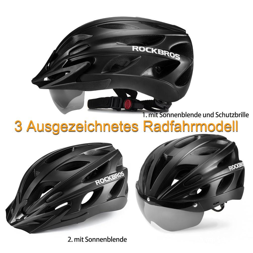 ROCKBROS Fahrradhelm mit integrierter abnehmbarer Magnetbrillen & Visier - Fahrradhelme ROCKBROS - EU - NooMii