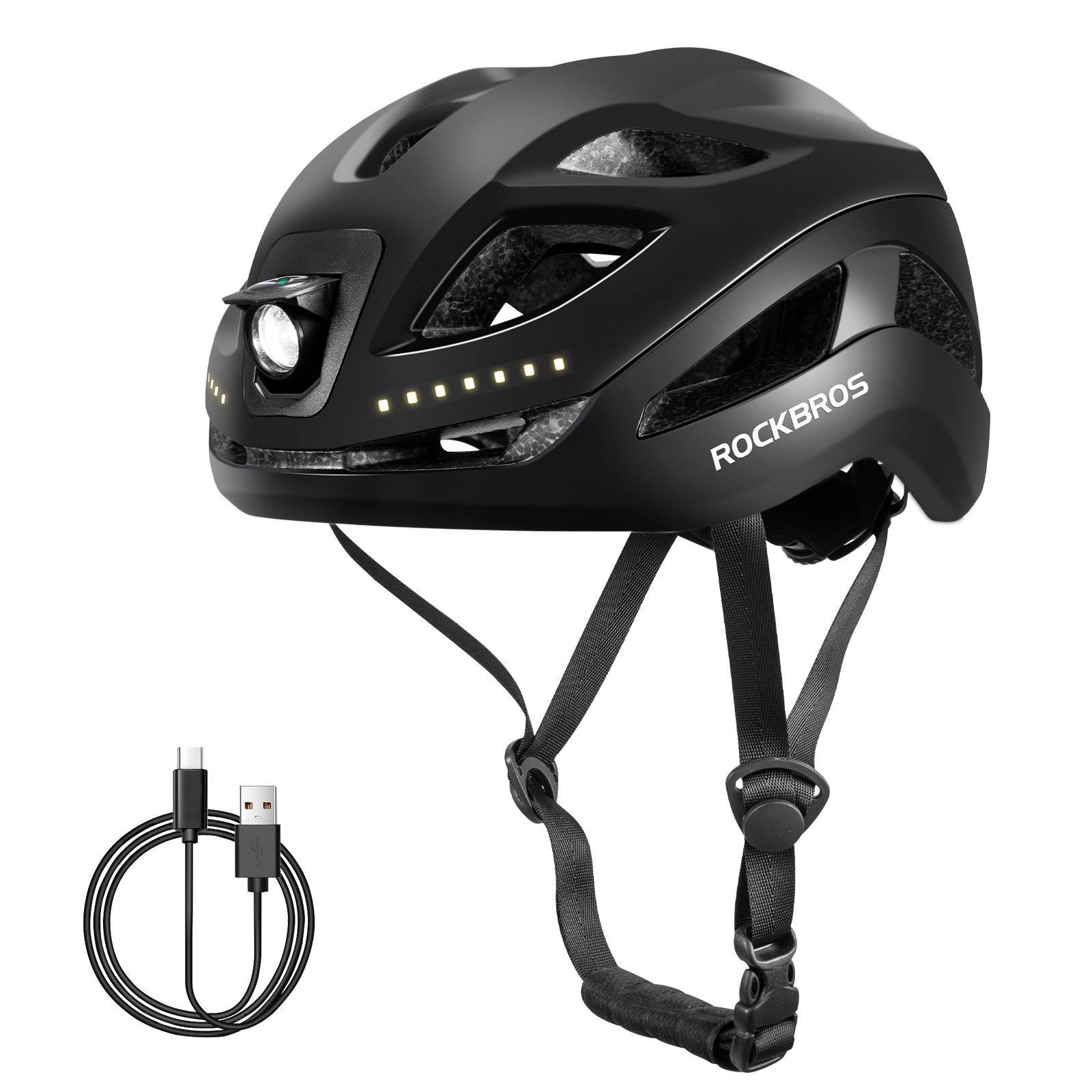 ROCKBROS Fahrradhelm mit Licht, mit USB 1800 mAh Atmungsaktiv 58 - 60 cm - Fahrradhelme ROCKBROS - EU - NooMii