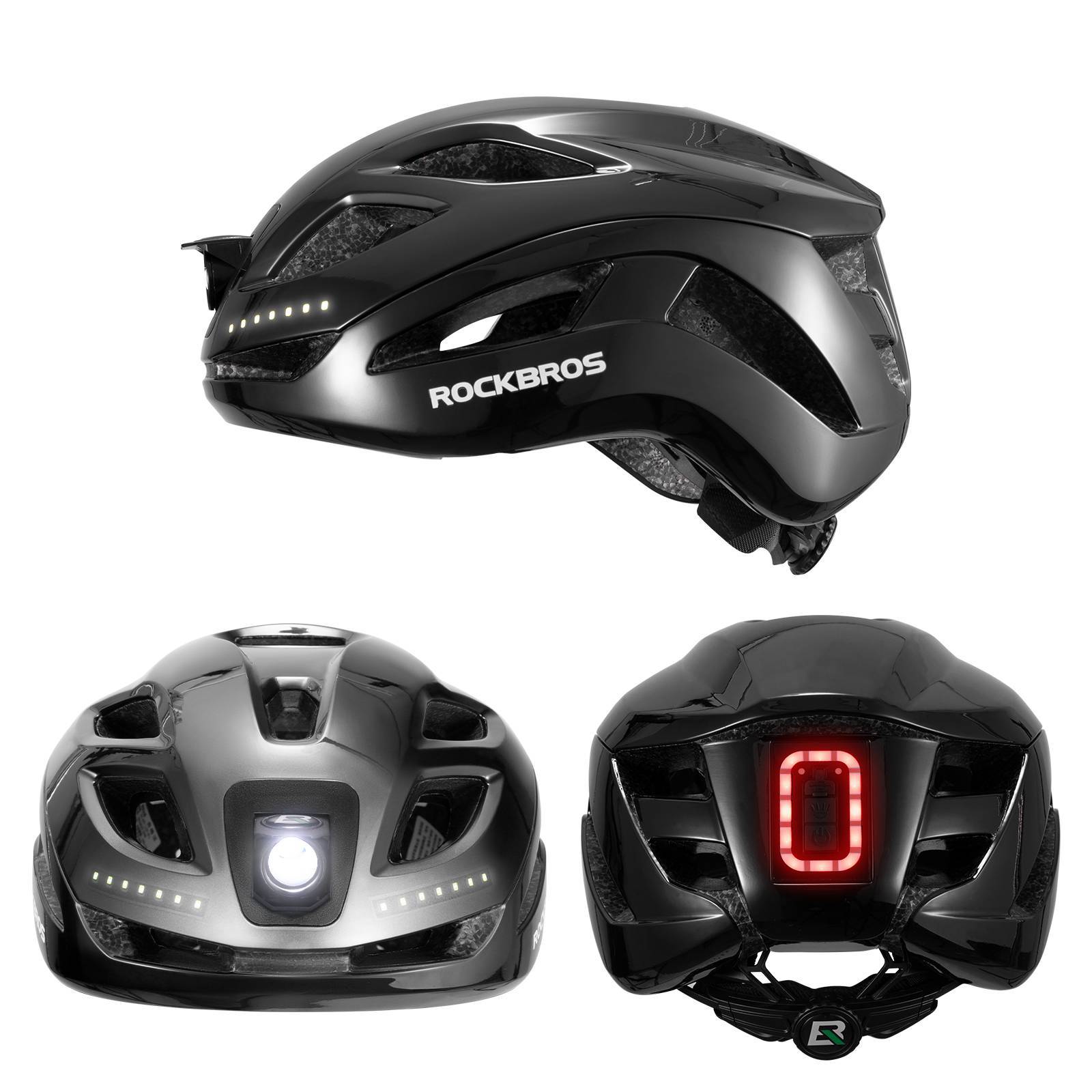 ROCKBROS Fahrradhelm mit Licht, mit USB 1800 mAh Atmungsaktiv 58 - 60 cm - Fahrradhelme ROCKBROS - EU - NooMii