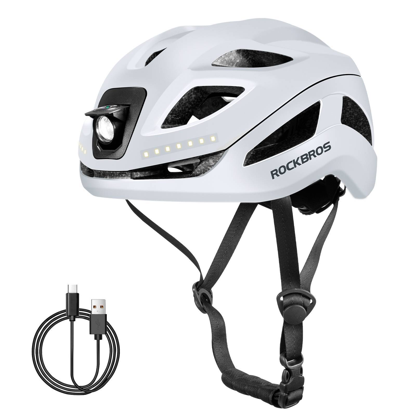 ROCKBROS Fahrradhelm mit Licht, mit USB 1800 mAh Atmungsaktiv 58 - 60 cm - Fahrradhelme ROCKBROS - EU - NooMii