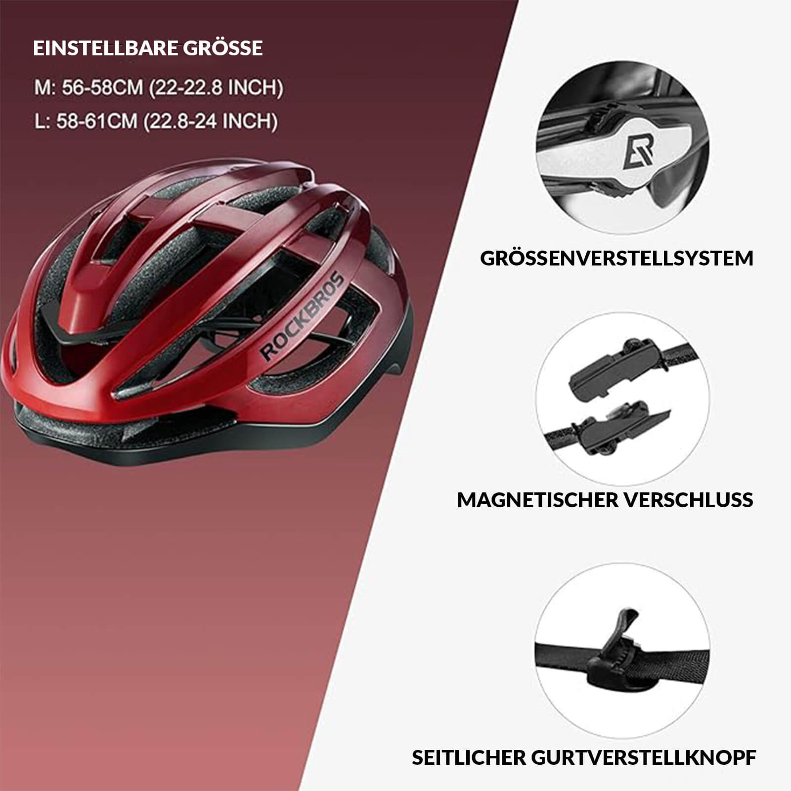 ROCKBROS Fahrradhelm MTB Rennradhelm Atmungsaktiv PC+EPS Magnetschnall - Fahrradhelme ROCKBROS - EU - NooMii