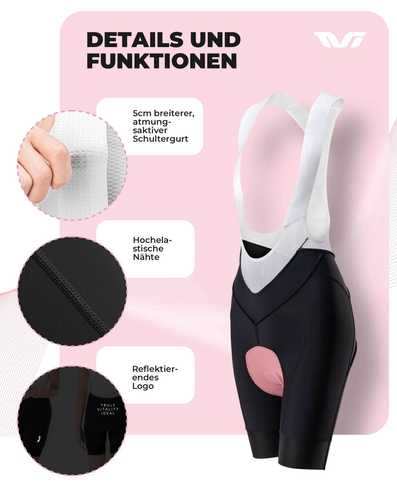 ROCKBROS Fahrradhose für Damen Kurz Trägerhosen Atmungsaktive - Fahrradhose ROCKBROS - EU - NooMii