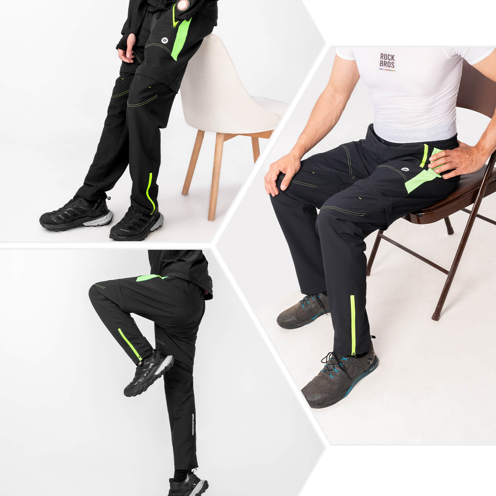 ROCKBROS Fahrradhose Herren Gepolsterte Radhose Atmungsaktiv Abnehmbar - Fahrradhose ROCKBROS - EU - NooMii