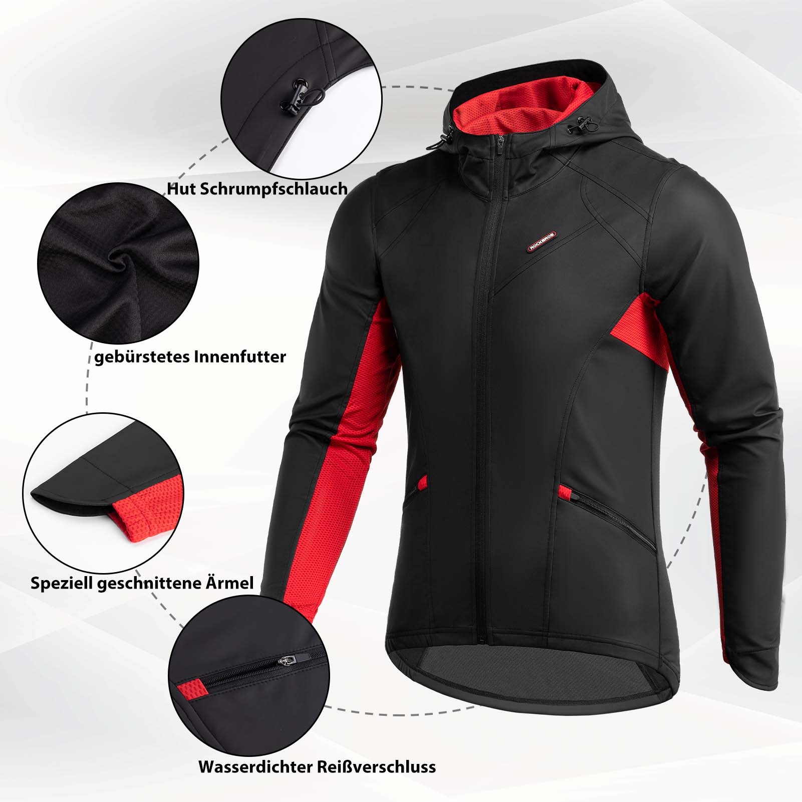ROCKBROS Fahrradjacke Herren Winter Winddicht Softshelljacke Schwarz - Fahrradjacke ROCKBROS - EU - NooMii