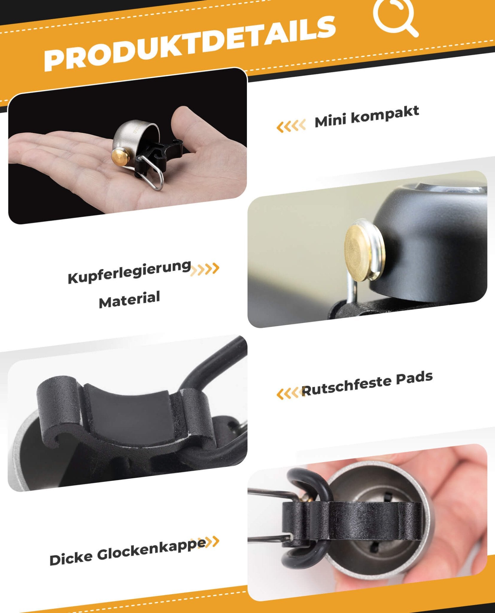 ROCKBROS Fahrradklingel Klassisch Retro Fahrradglocke Laut Klingel für 22 - 34mm - Fahrradklingel ROCKBROS - EU - NooMii