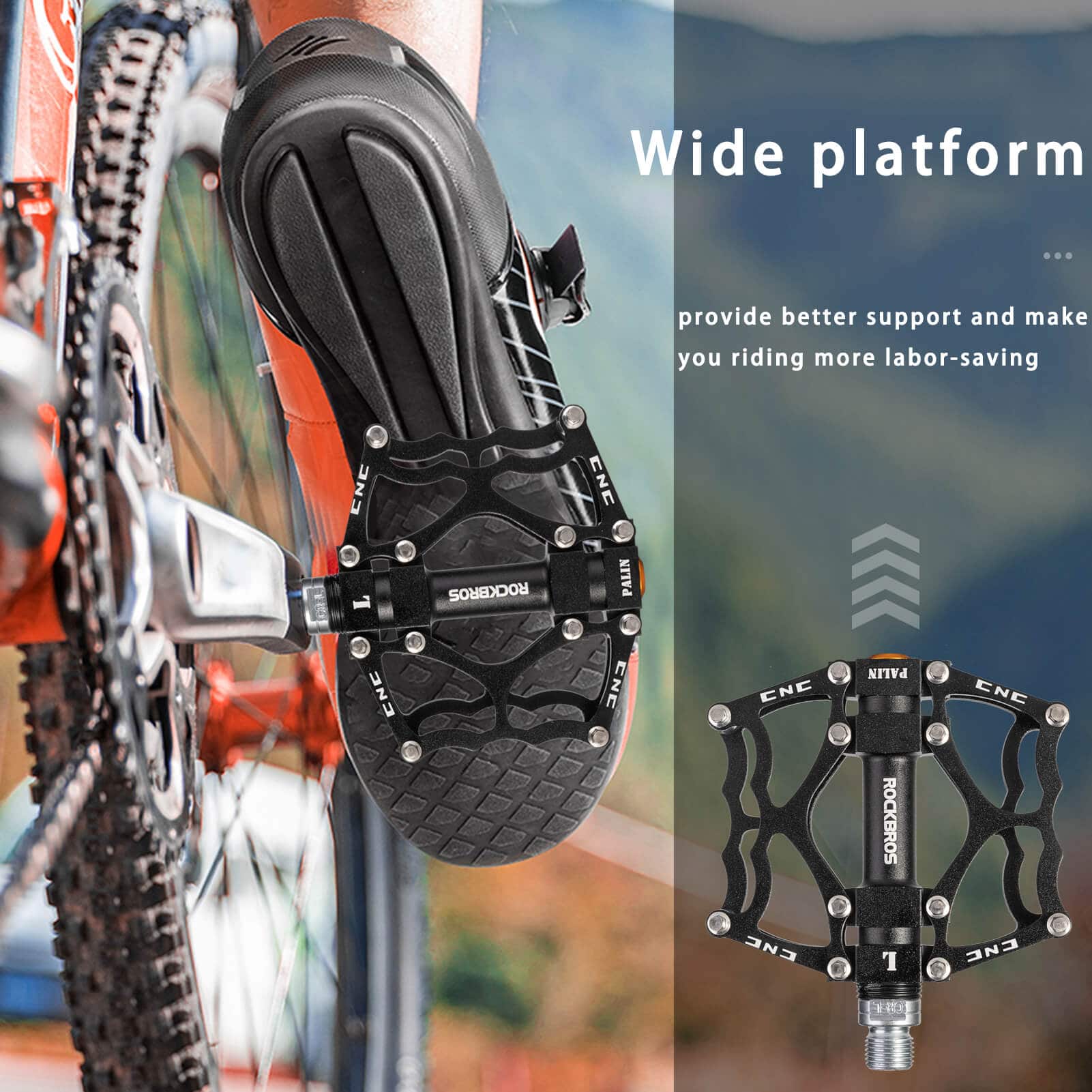 ROCKBROS Fahrradpedale 9/16 Zoll CNC Aluminium mit abgedichteten Lagern - Fahrradpedale ROCKBROS - EU - NooMii