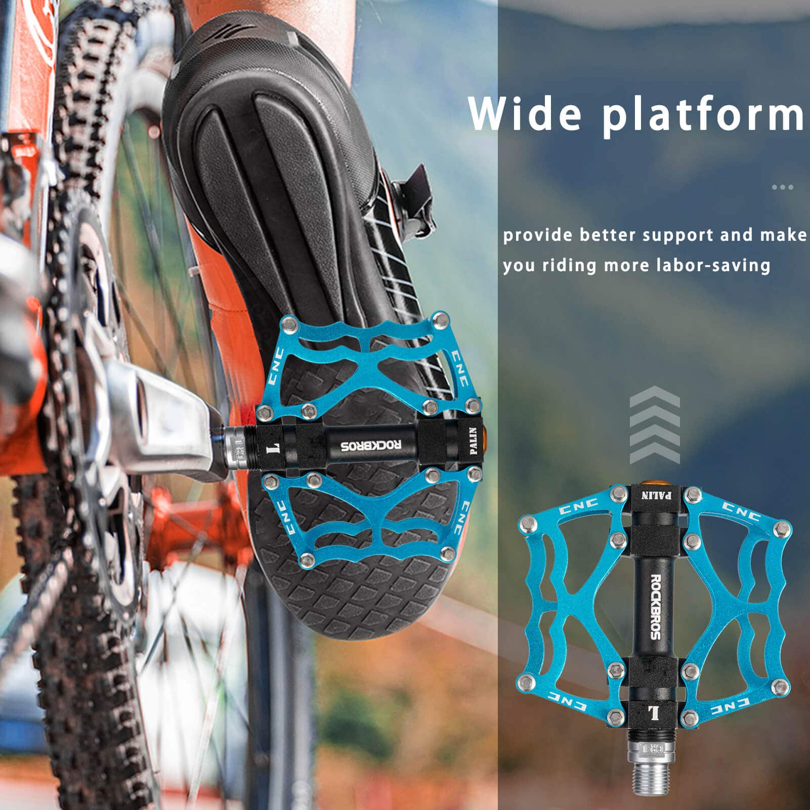 ROCKBROS Fahrradpedale 9/16 Zoll CNC Aluminium mit abgedichteten Lagern - Fahrradpedale ROCKBROS - EU - NooMii