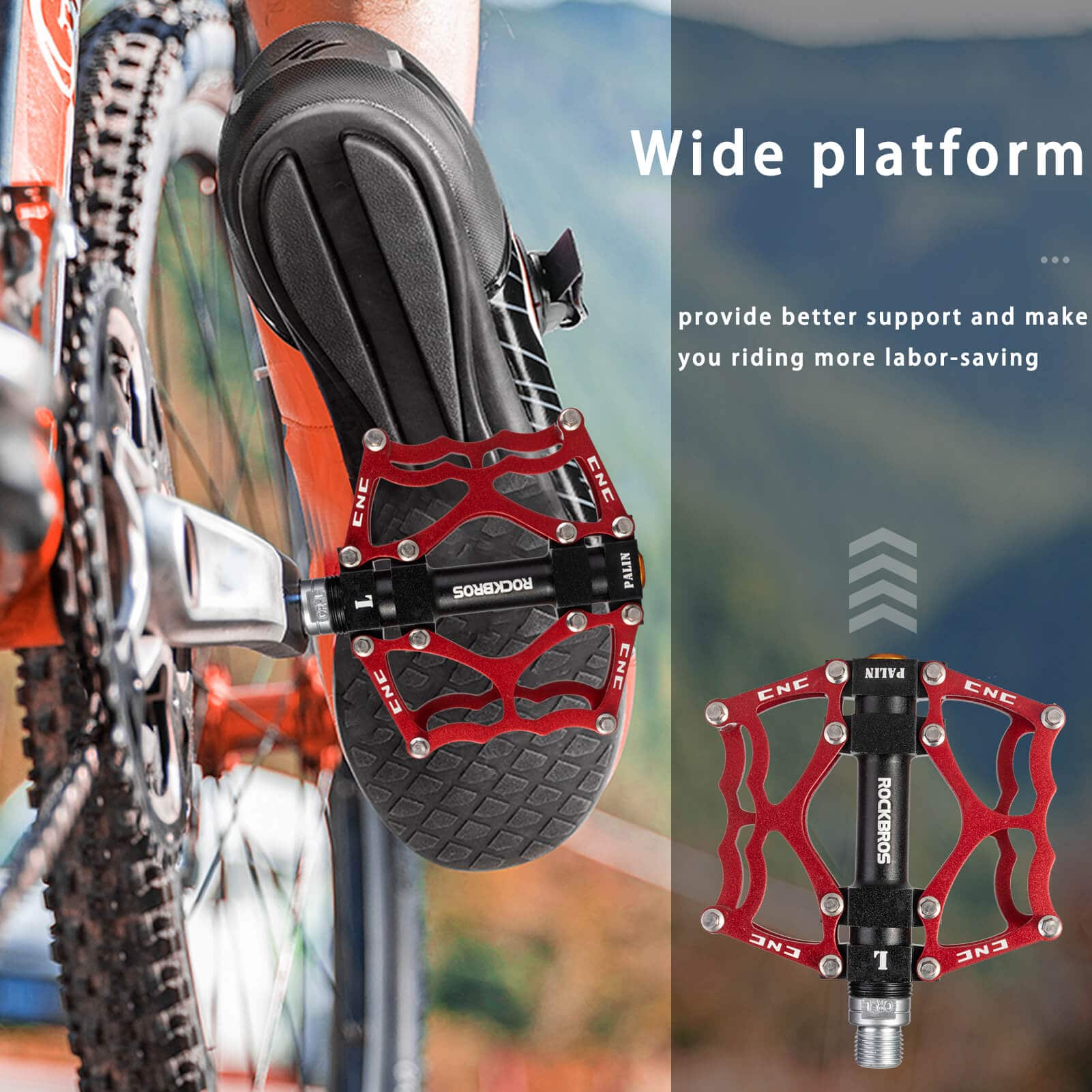 ROCKBROS Fahrradpedale 9/16 Zoll CNC Aluminium mit abgedichteten Lagern - Fahrradpedale ROCKBROS - EU - NooMii