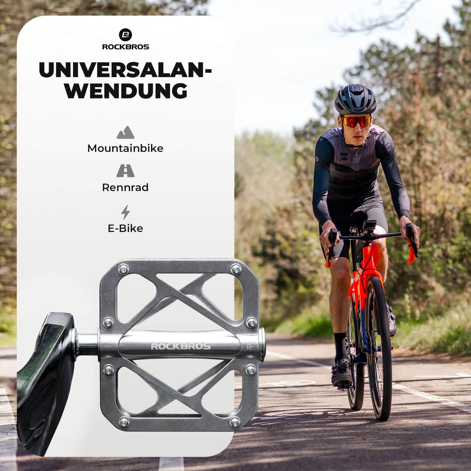 ROCKBROS Fahrradpedale aus Titanlegierung 3 - Lager MTB - Pedale Plattform 9/16 Zoll - Fahrradpedale ROCKBROS - EU - NooMii