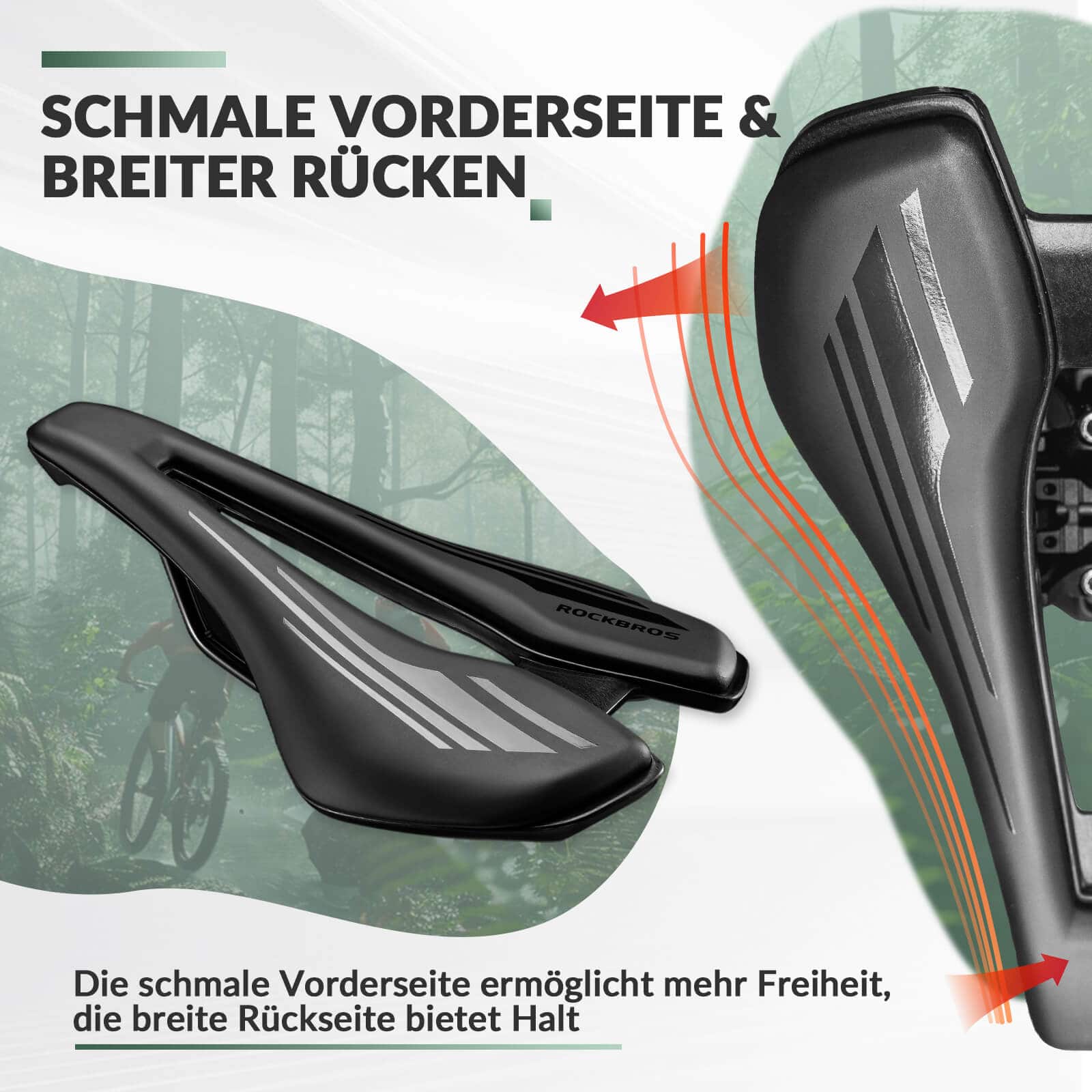 ROCKBROS Fahrradsattel Ergonomisch Fahrradsitz Atmungsaktiver 14,5 * 25cm - Fahrradsattel ROCKBROS - EU - NooMii