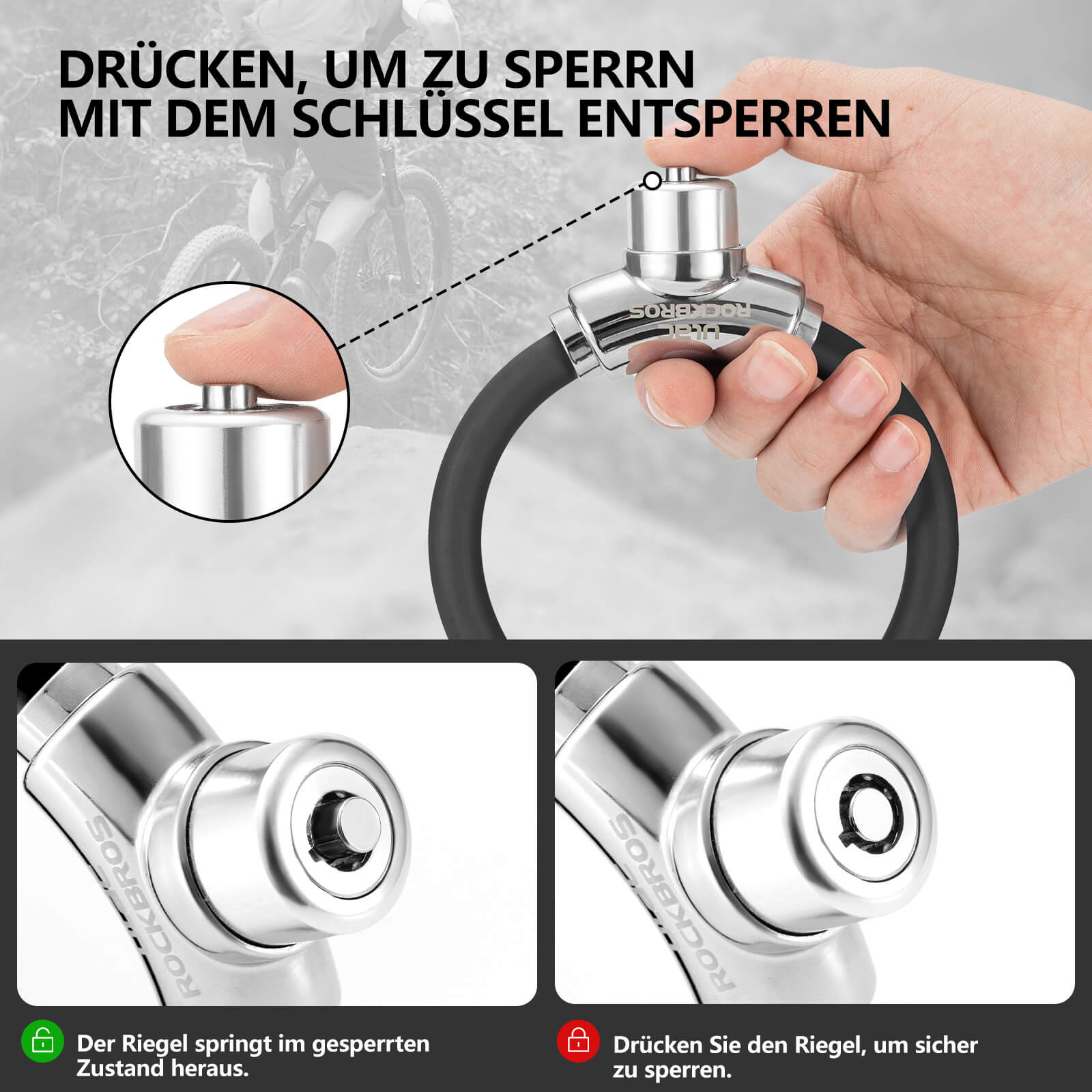 ROCKBROS Fahrradschloss Kabelschloss mit Klettverschlüssen ohne Schlüssel - Fahrradschloss ROCKBROS - EU - NooMii