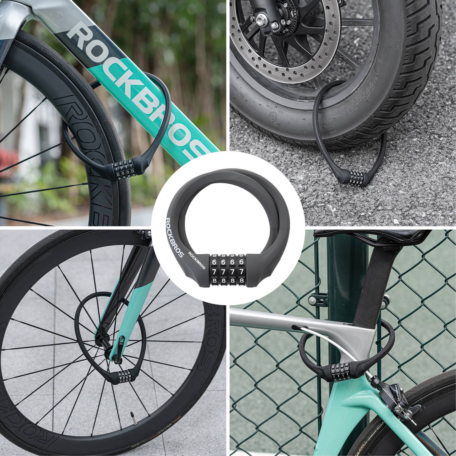 ROCKBROS Fahrradschloss mit 4 - Stellig Zahlencode 65cm lang - Fahrradschloss ROCKBROS - EU - NooMii