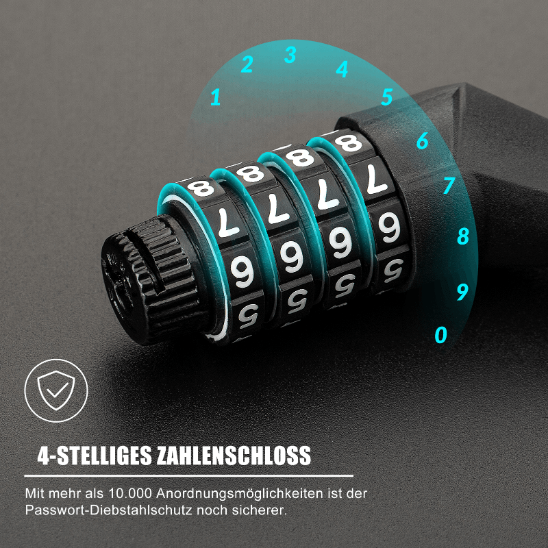 ROCKBROS Fahrradschloss Zahlenschloss Helmschloss mit 4 - stellig Code max. 150 cm - Fahrradschloss ROCKBROS - EU - NooMii