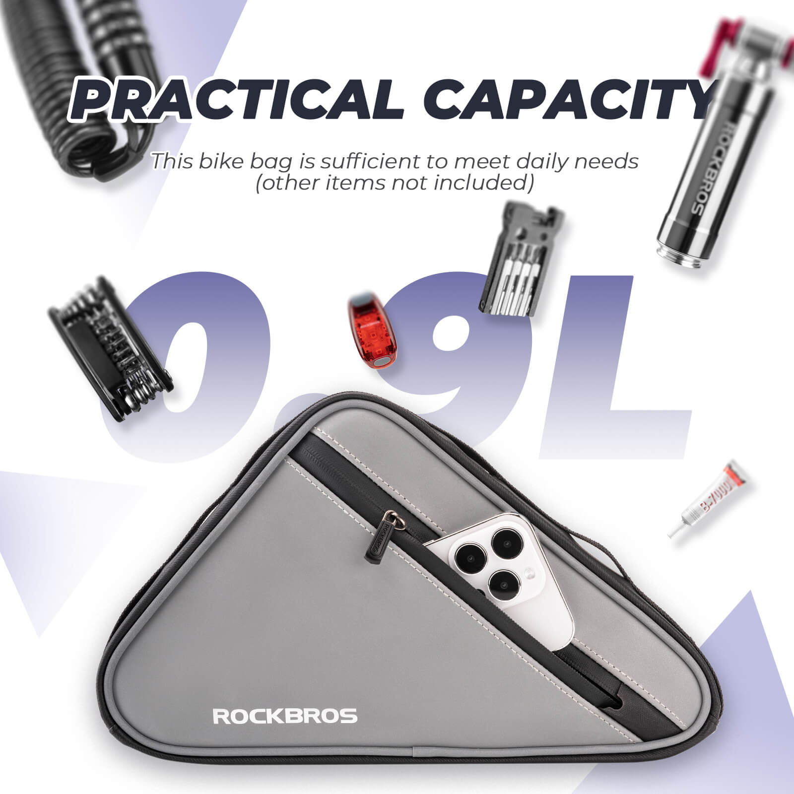 ROCKBROS Fahrradtasche Reflektierende Rahmentasche Dreiecktasche 0,9L - Fahrradtaschen ROCKBROS - EU - NooMii