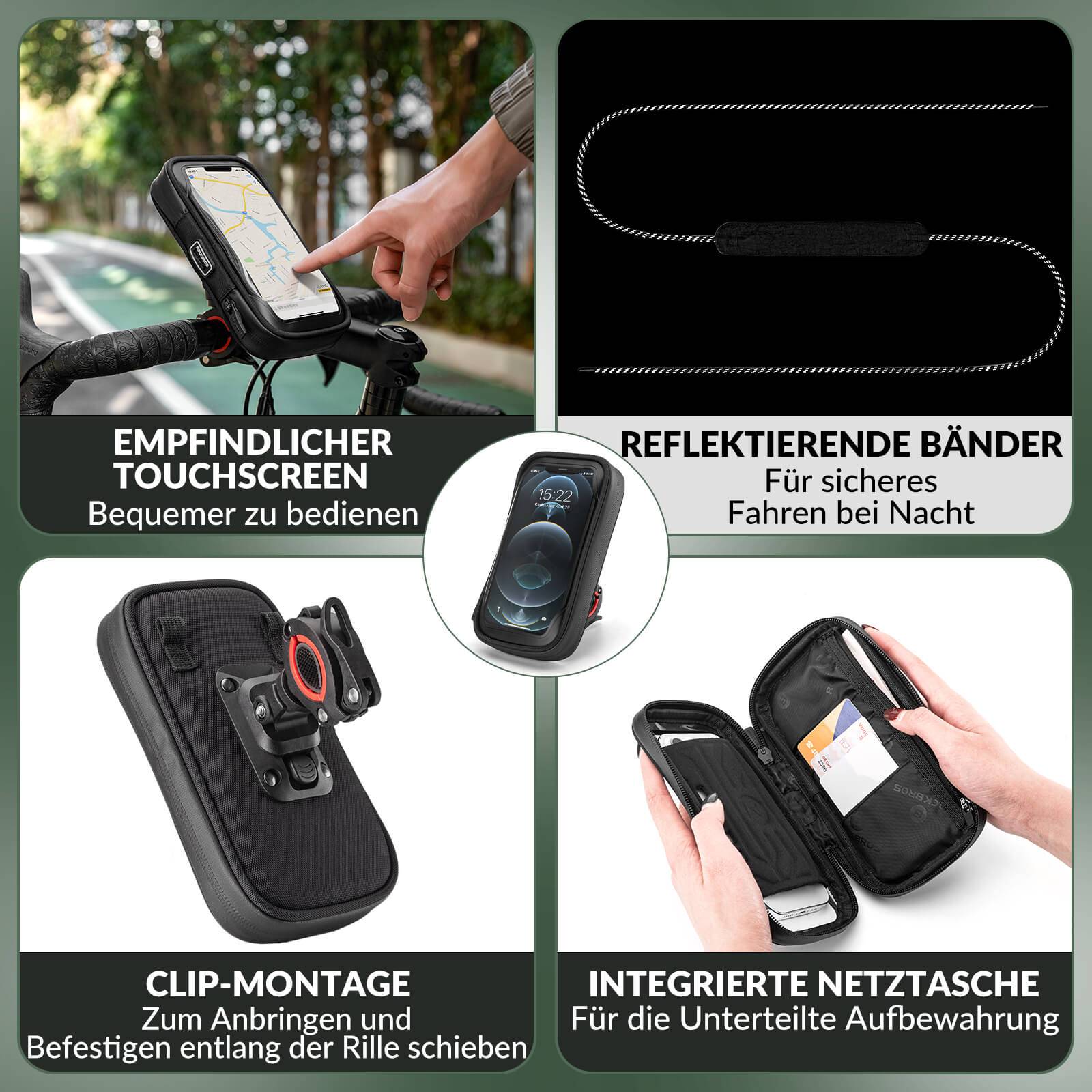 ROCKBROS Fahrradtasche Wasserdicht Handytasche Drehbar für Handy 4.7 - 6 Zoll - Fahrradtaschen ROCKBROS - EU - NooMii