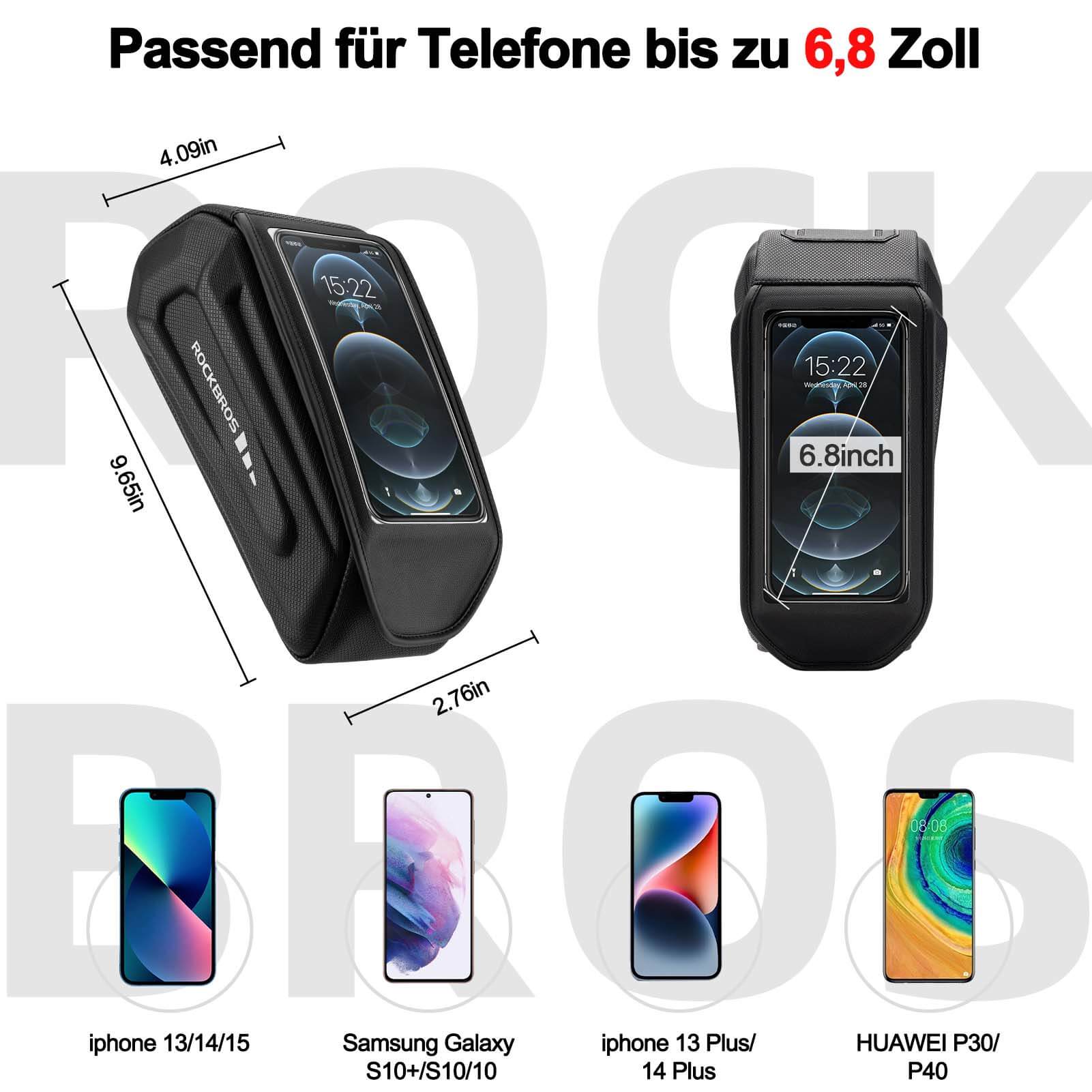 ROCKBROS Fahrradtasche Wasserdicht Handytasche Touchscreen für Smartphone 6,8 Zoll - Fahrradtaschen ROCKBROS - EU - NooMii