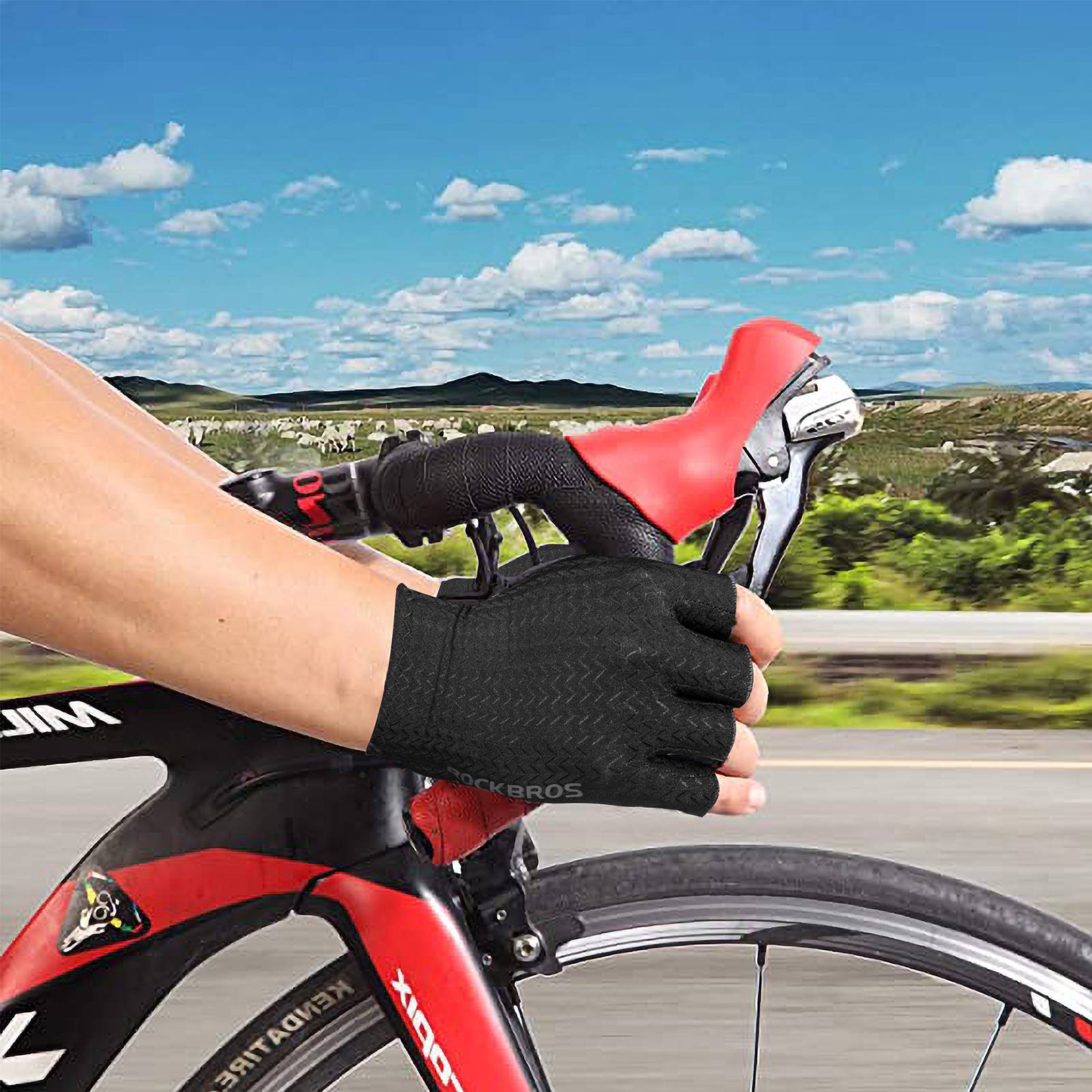 ROCKBROS Gel gemusterte Rutschfeste Halbfinger - Reithandschuhe - Fahrradhandschuhe ROCKBROS - EU - NooMii