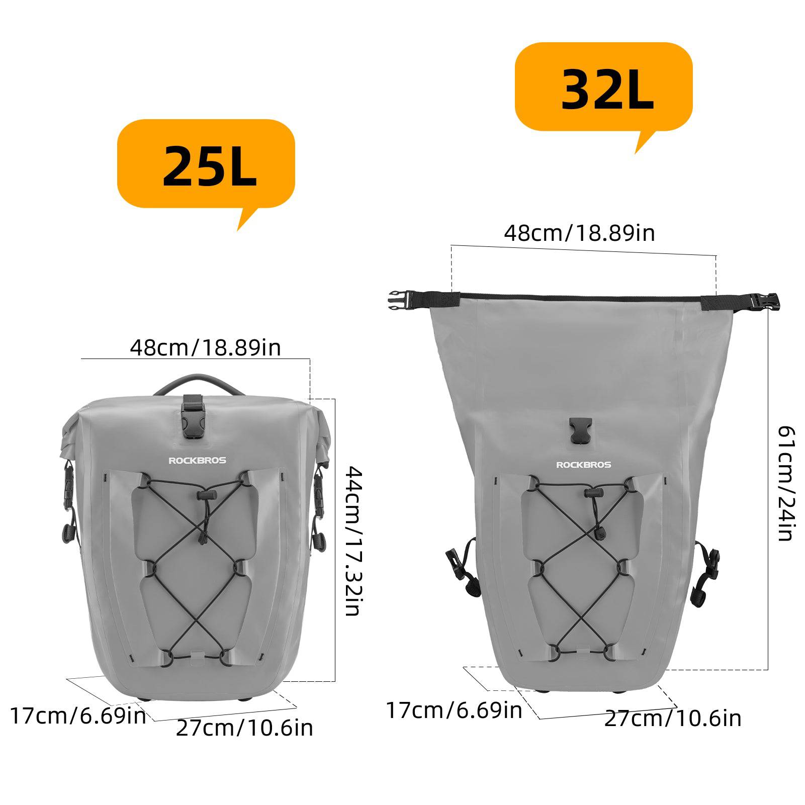 ROCKBROS Gepäckträgertasche 25L - 32L 100 % wasserdicht mit Tragegriff - Fahrradtaschen ROCKBROS - EU - NooMii
