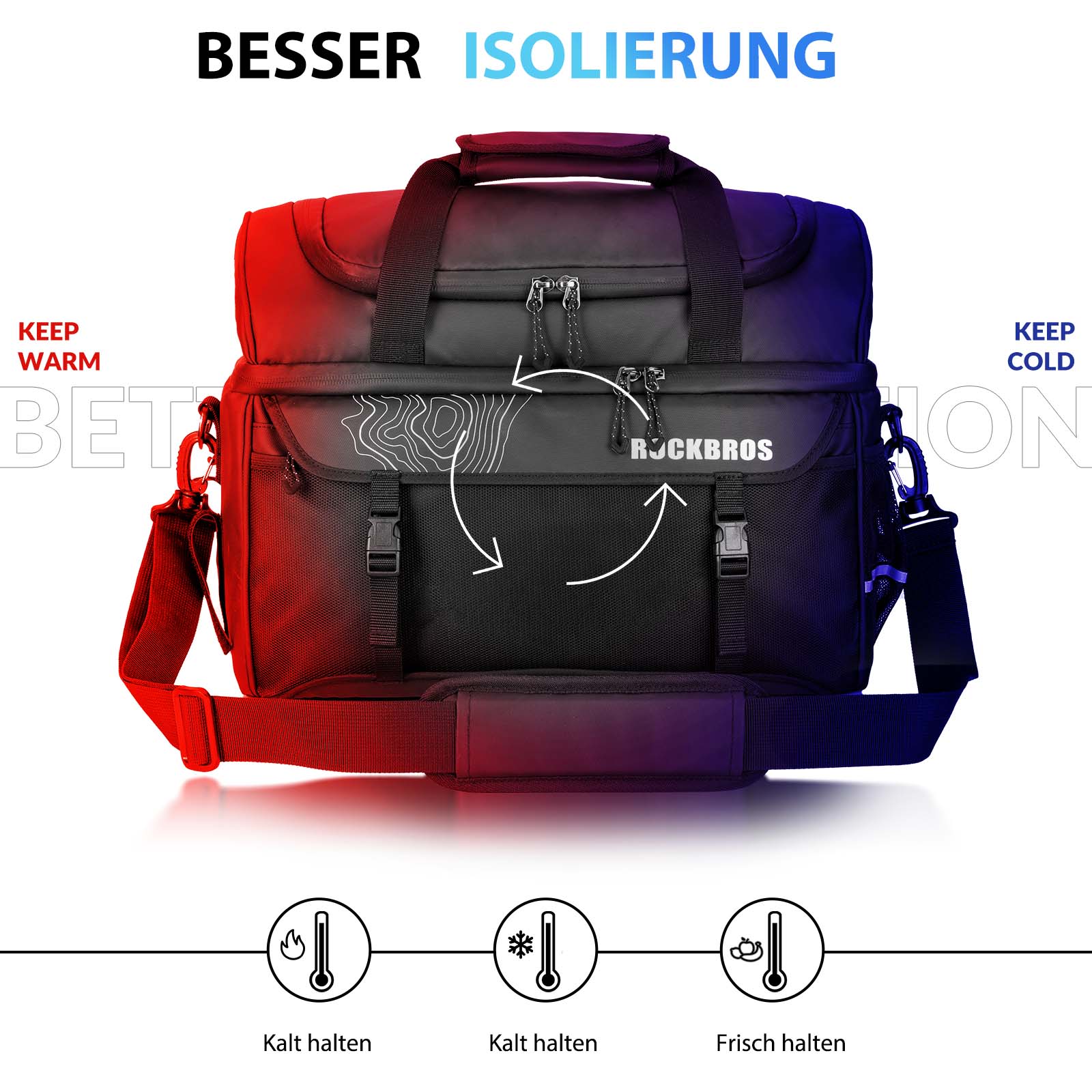 ROCKBROS Gepäckträgertasche mit Schultergurt Kühltasche isolierte Lunch Tasche Schwarz - Fahrradtaschen ROCKBROS - EU - NooMii