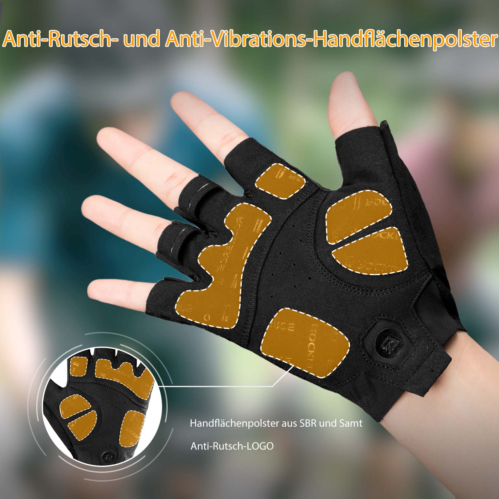 ROCKBROS Halbfinger - Radhandschuhe stoßdämpfend und rutschfest Unisex - Fahrradhandschuhe ROCKBROS - EU - NooMii