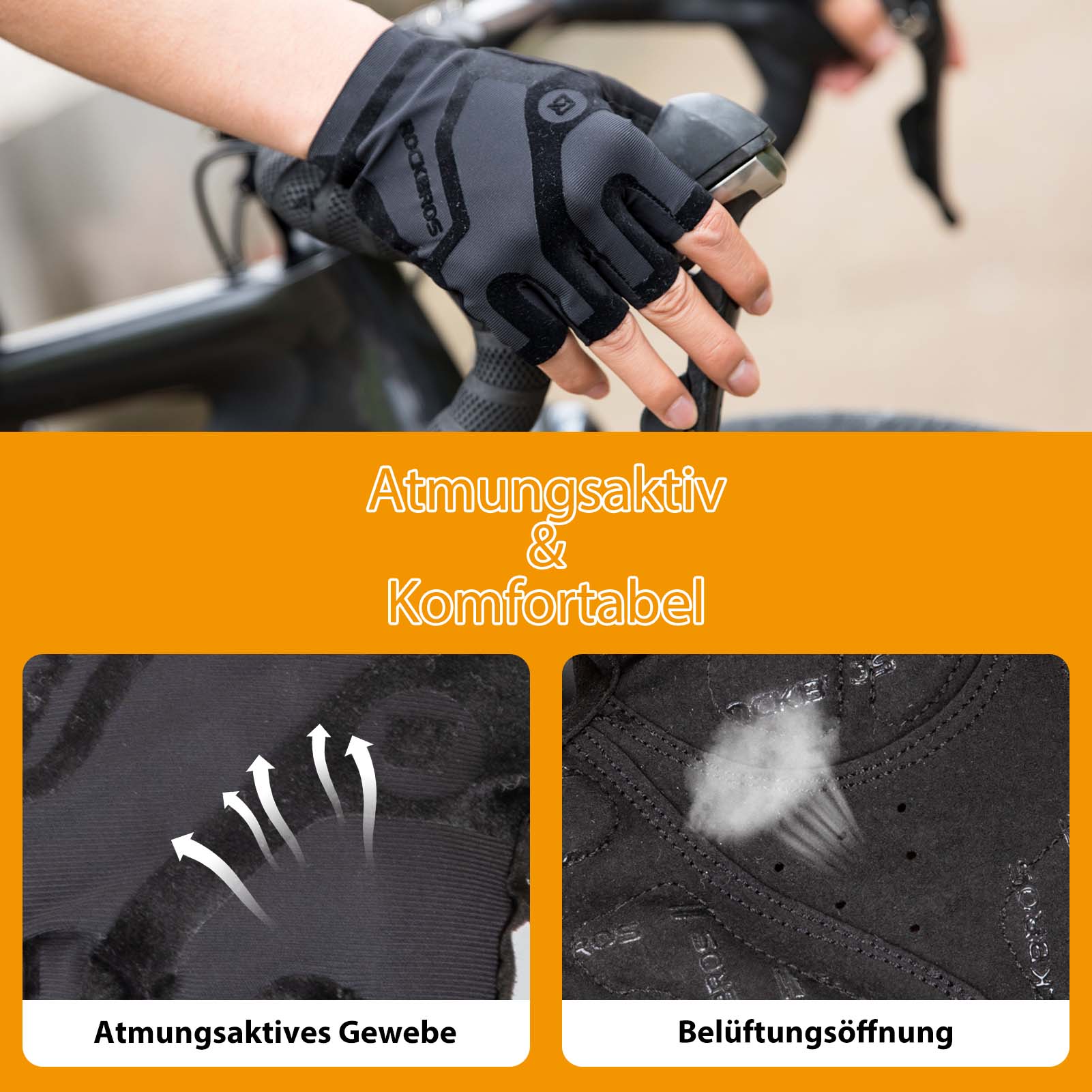 ROCKBROS Halbfinger - Radhandschuhe stoßdämpfend und rutschfest Unisex - Fahrradhandschuhe ROCKBROS - EU - NooMii