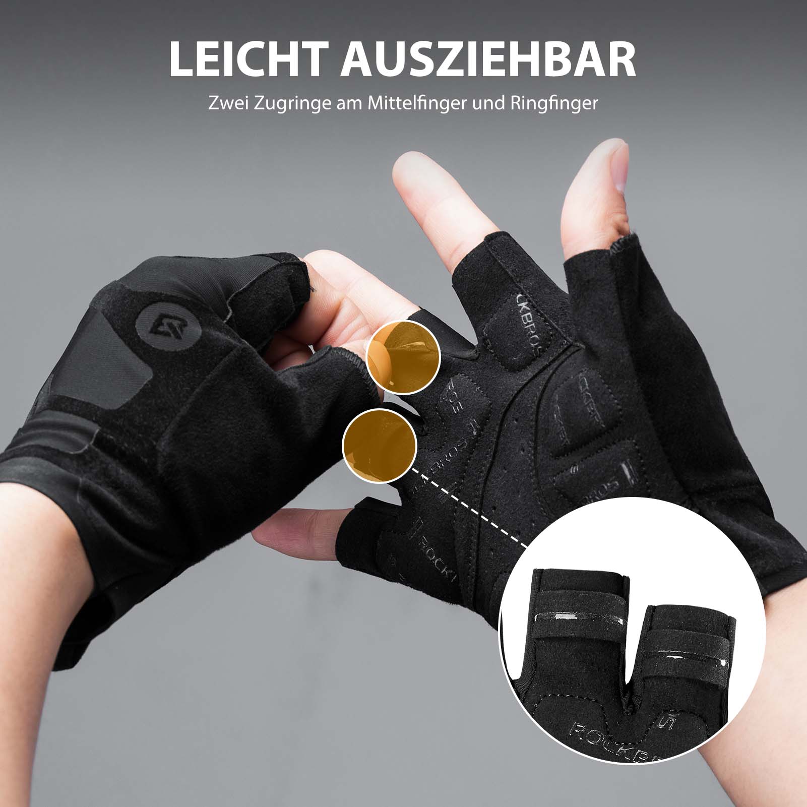 ROCKBROS Halbfinger - Radhandschuhe stoßdämpfend und rutschfest Unisex - Fahrradhandschuhe ROCKBROS - EU - NooMii