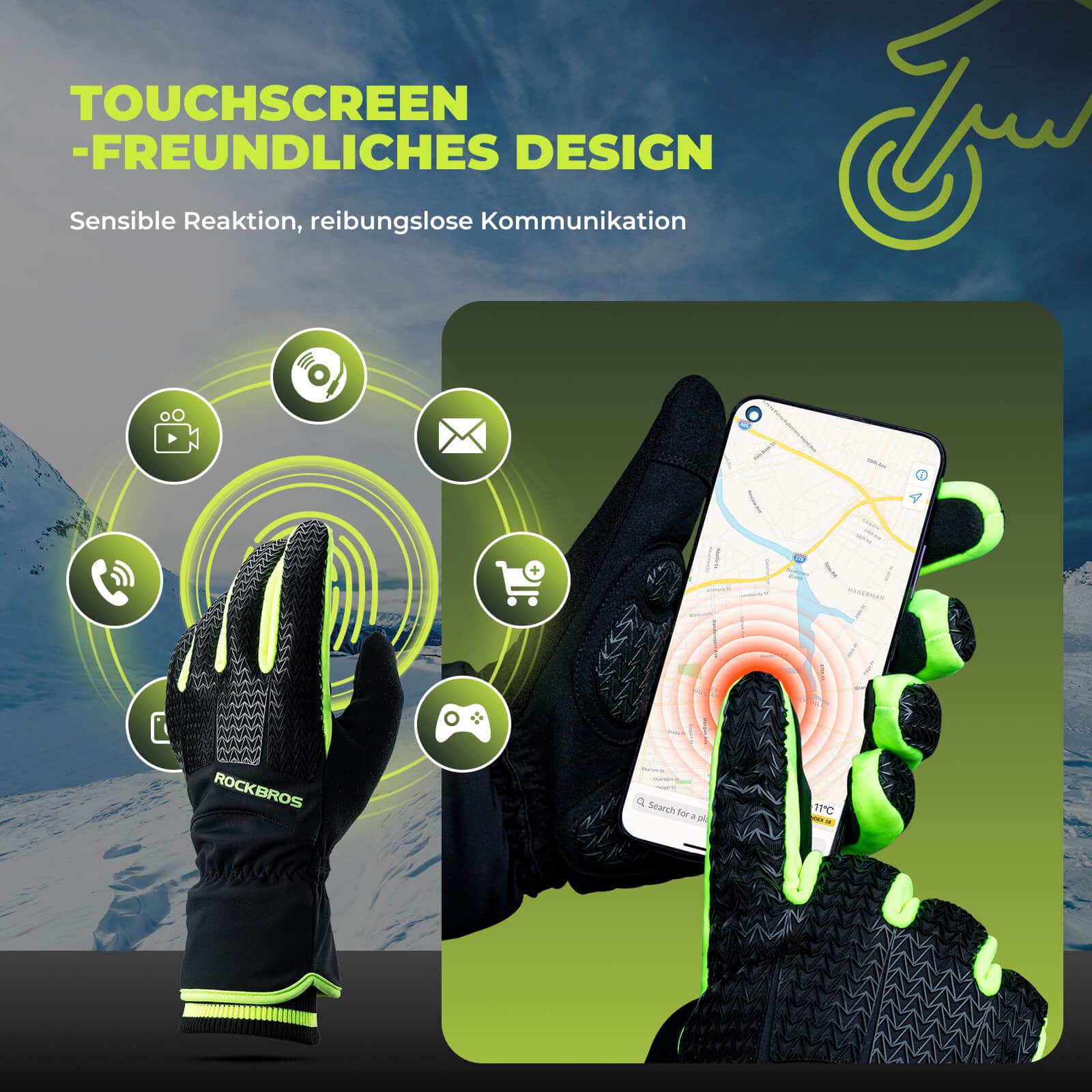 ROCKBROS Handschuhe Fahrradhandschuhe Touchscreen Thinsulate Skihandschuh - Fahrradhandschuhe ROCKBROS - EU - NooMii
